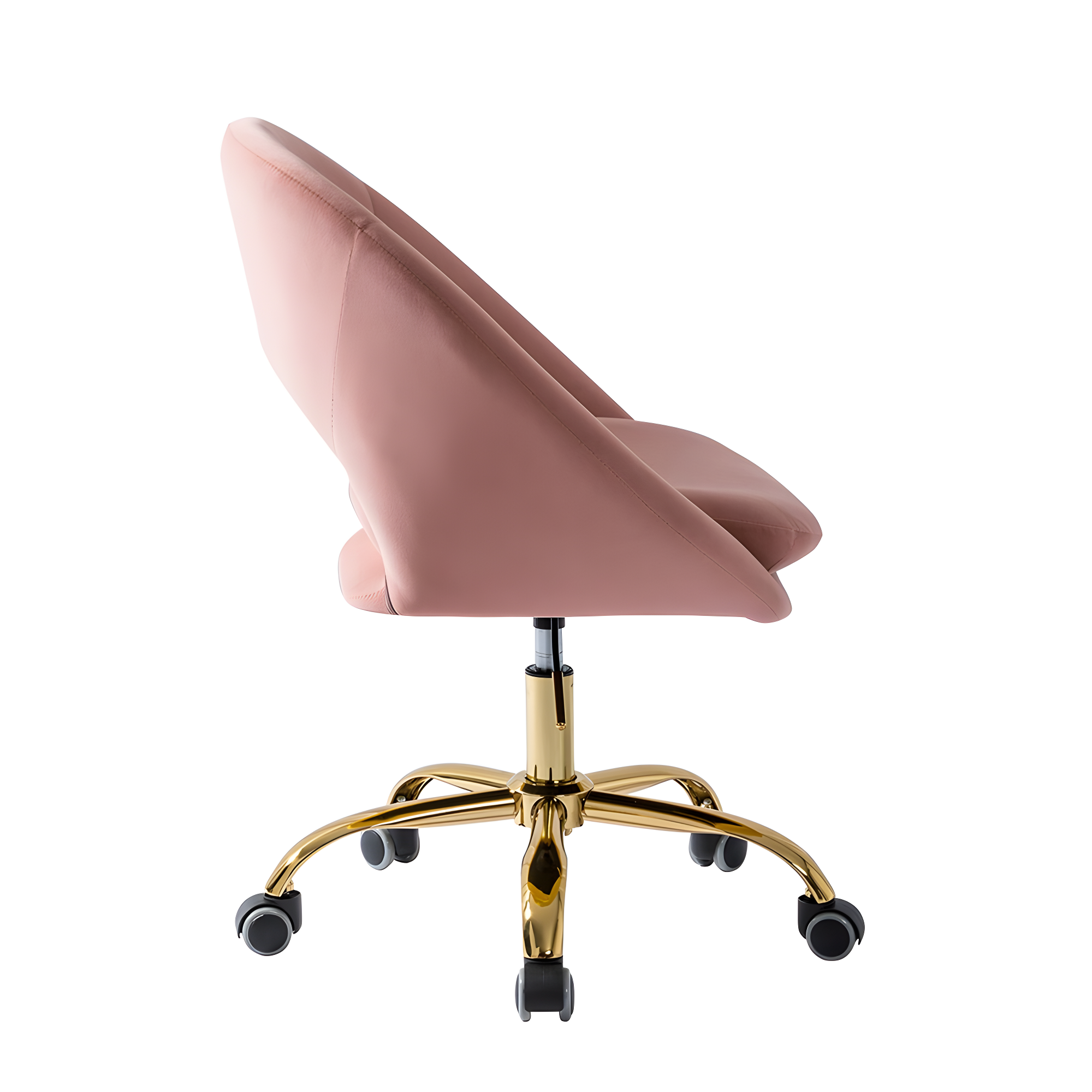 HULALA HOME Ramona Modern Velvet Height Adjustable 360 Swivel Task Chair with Metal Base by  Pink