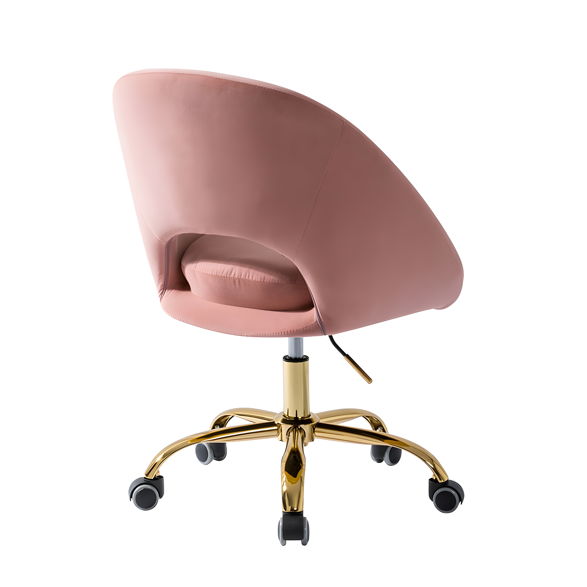 HULALA HOME Ramona Modern Velvet Height Adjustable 360 Swivel Task Chair with Metal Base by  Pink