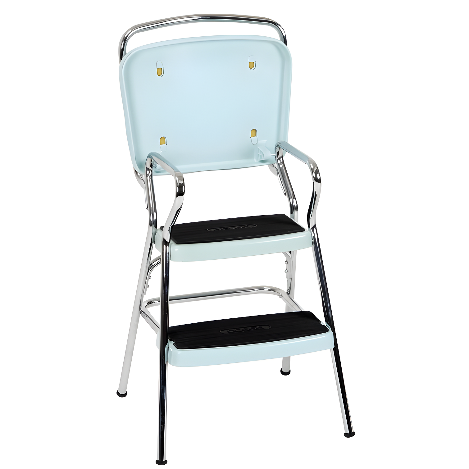 Stylaire Steel Retro Chair + Step Stool with Flip-Up Vinyl Seat