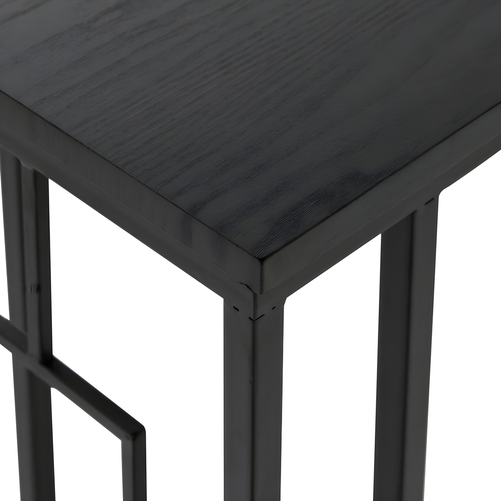 Contemporary Metal and Wood Accent Table Black - Olivia & May: C-Shaped, No Assembly, Iron Frame