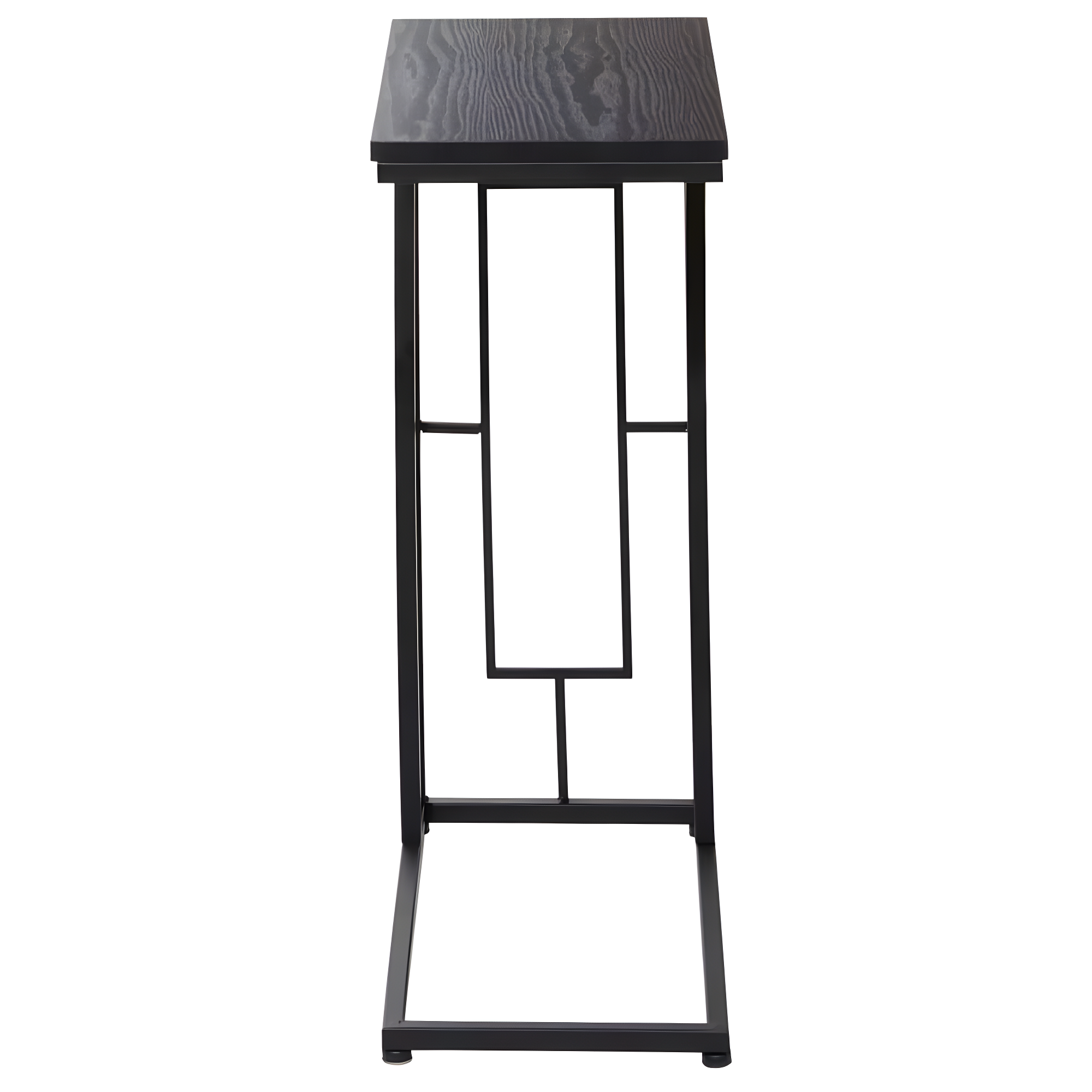 Contemporary Metal and Wood Accent Table Black - Olivia & May: C-Shaped, No Assembly, Iron Frame
