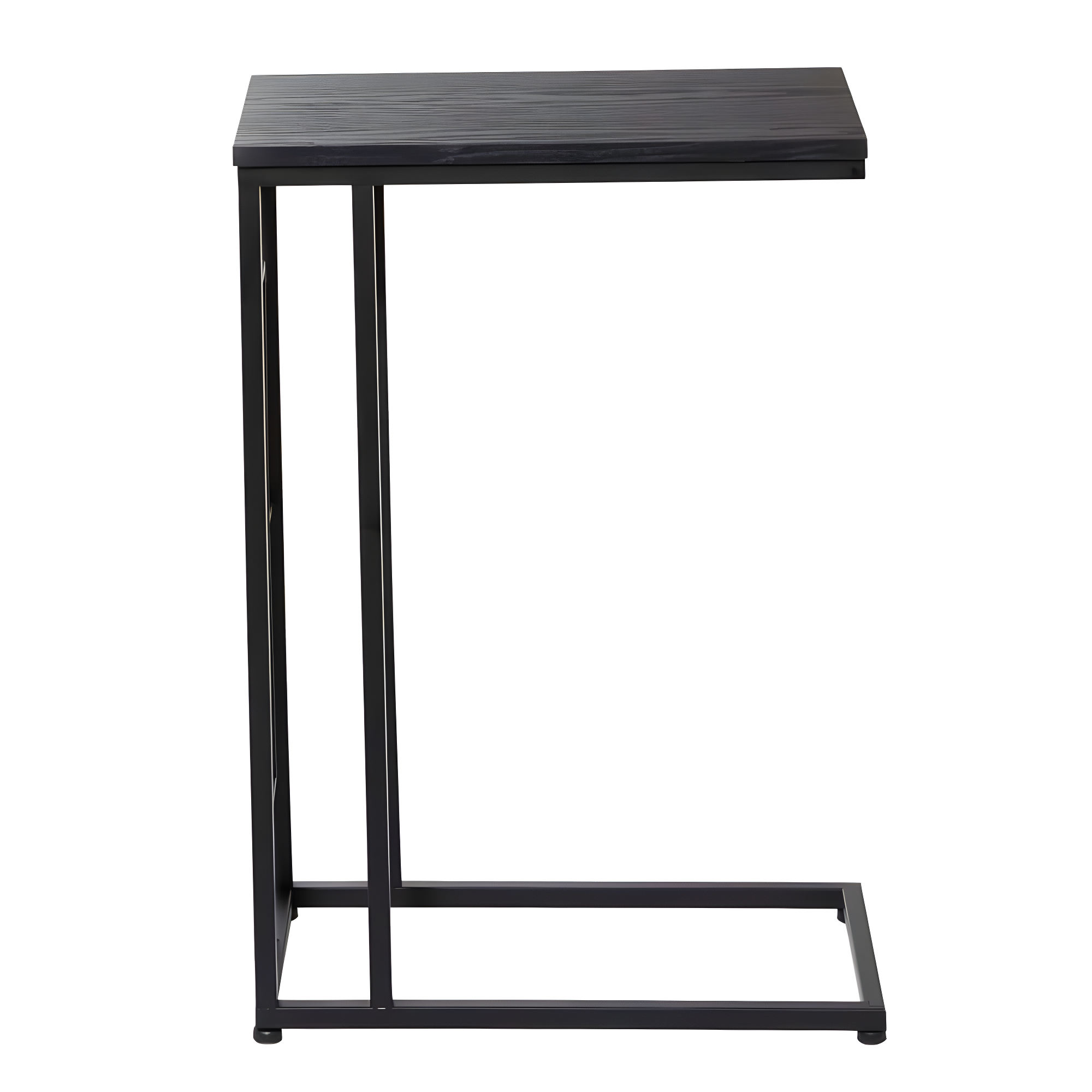 Contemporary Metal and Wood Accent Table Black - Olivia & May: C-Shaped, No Assembly, Iron Frame