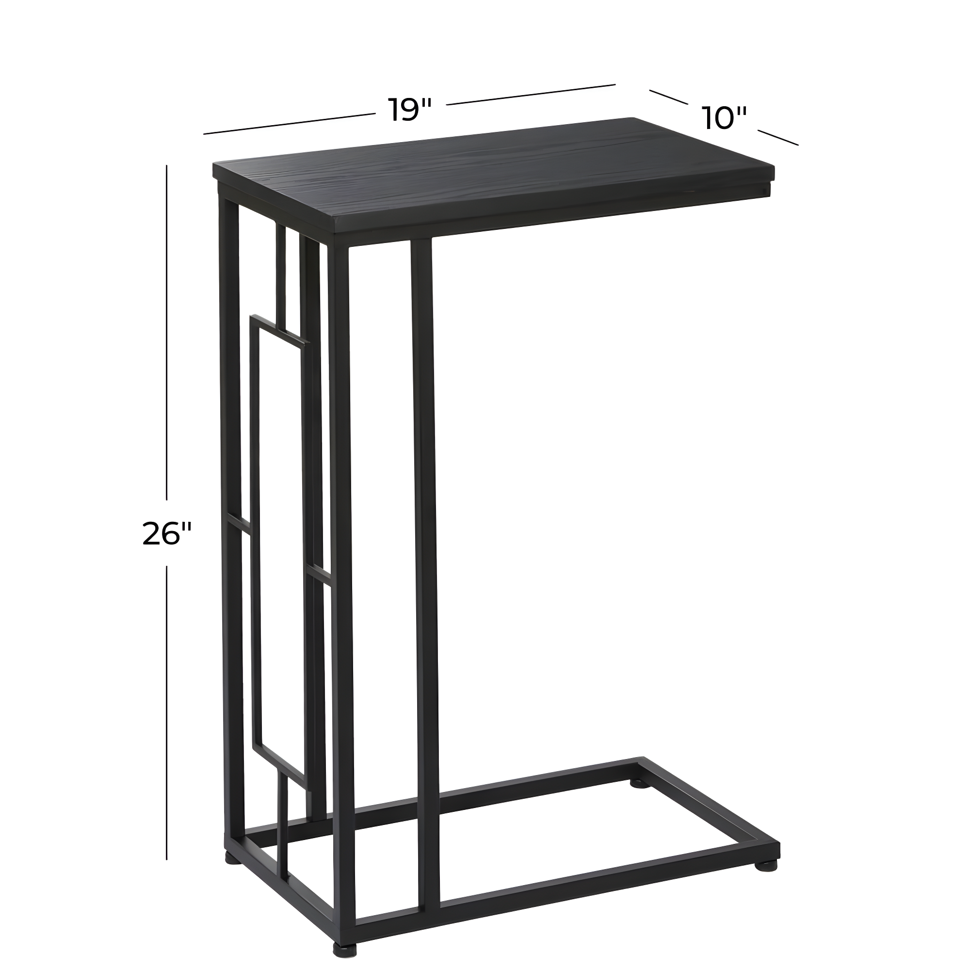 Contemporary Metal and Wood Accent Table Black - Olivia & May: C-Shaped, No Assembly, Iron Frame