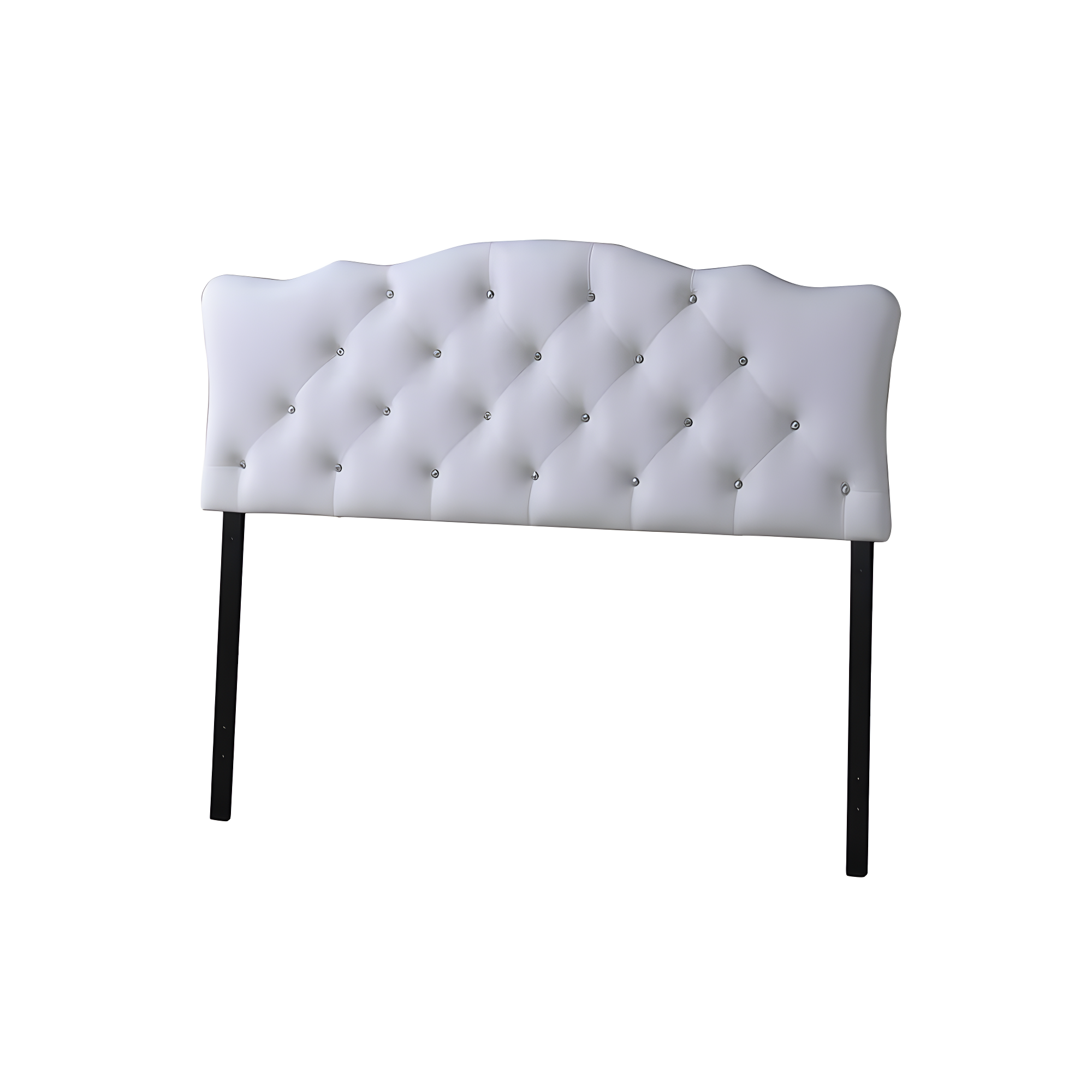 Queen Rita Modern And Contemporary Faux Leather Upholstered Button-Tufted Scalloped Headboard White - Baxton Studio