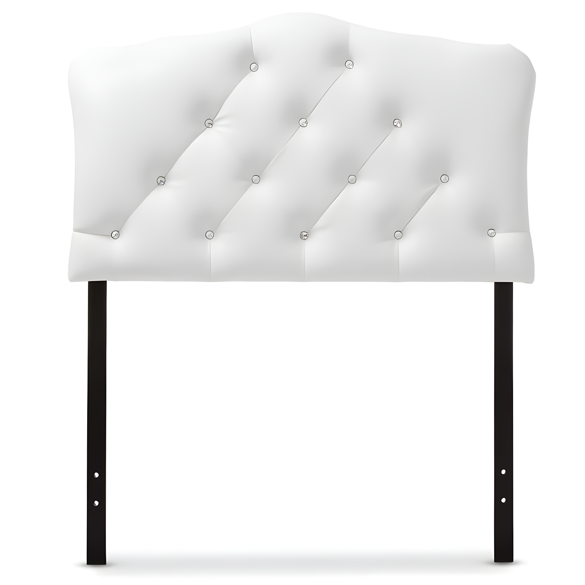Queen Rita Modern And Contemporary Faux Leather Upholstered Button-Tufted Scalloped Headboard White - Baxton Studio