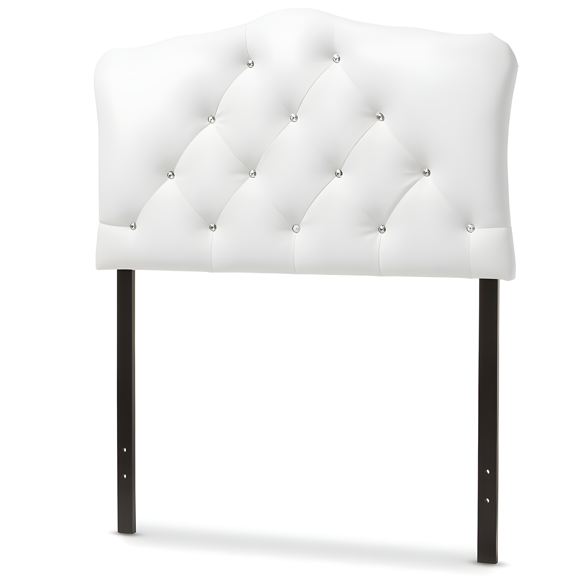 Queen Rita Modern And Contemporary Faux Leather Upholstered Button-Tufted Scalloped Headboard White - Baxton Studio