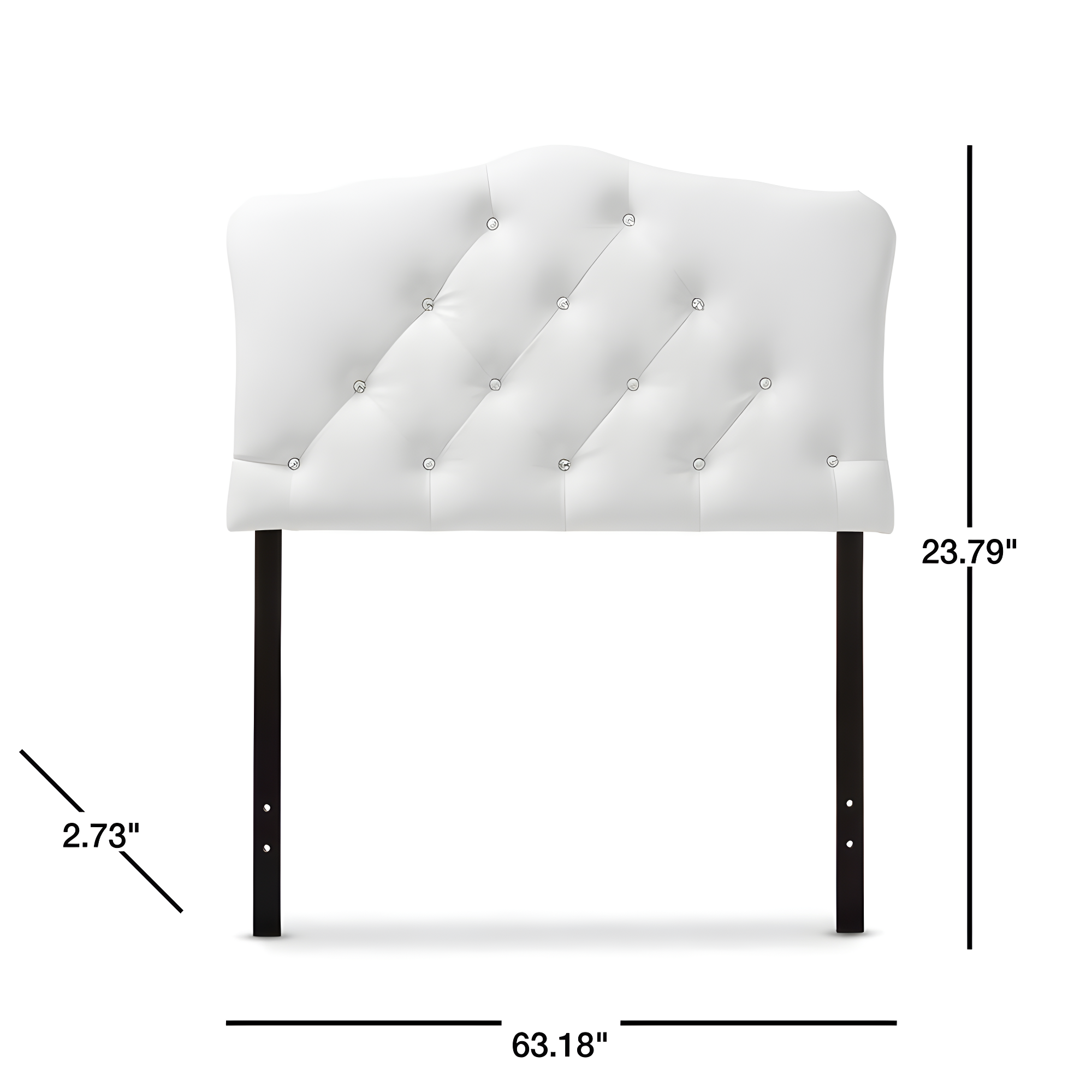 Queen Rita Modern And Contemporary Faux Leather Upholstered Button-Tufted Scalloped Headboard White - Baxton Studio
