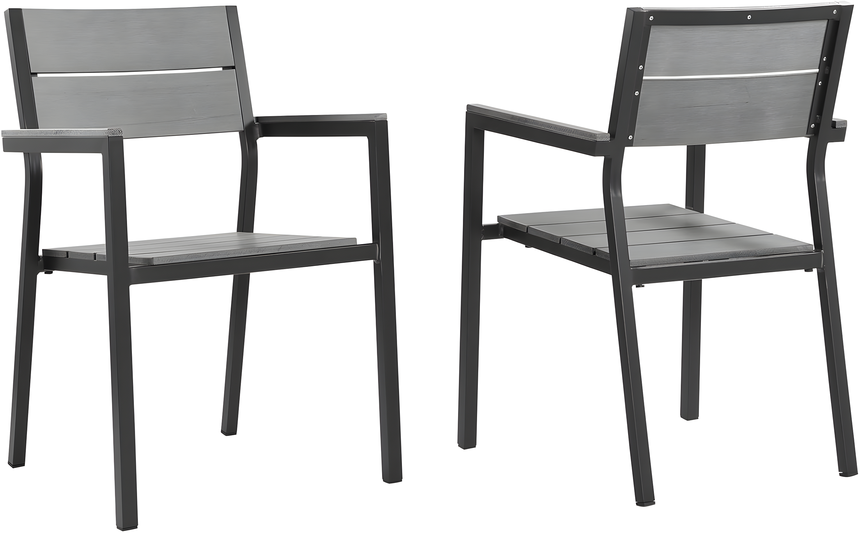 Modway Maine Aluminum Outdoor Patio Two Arm Chairs