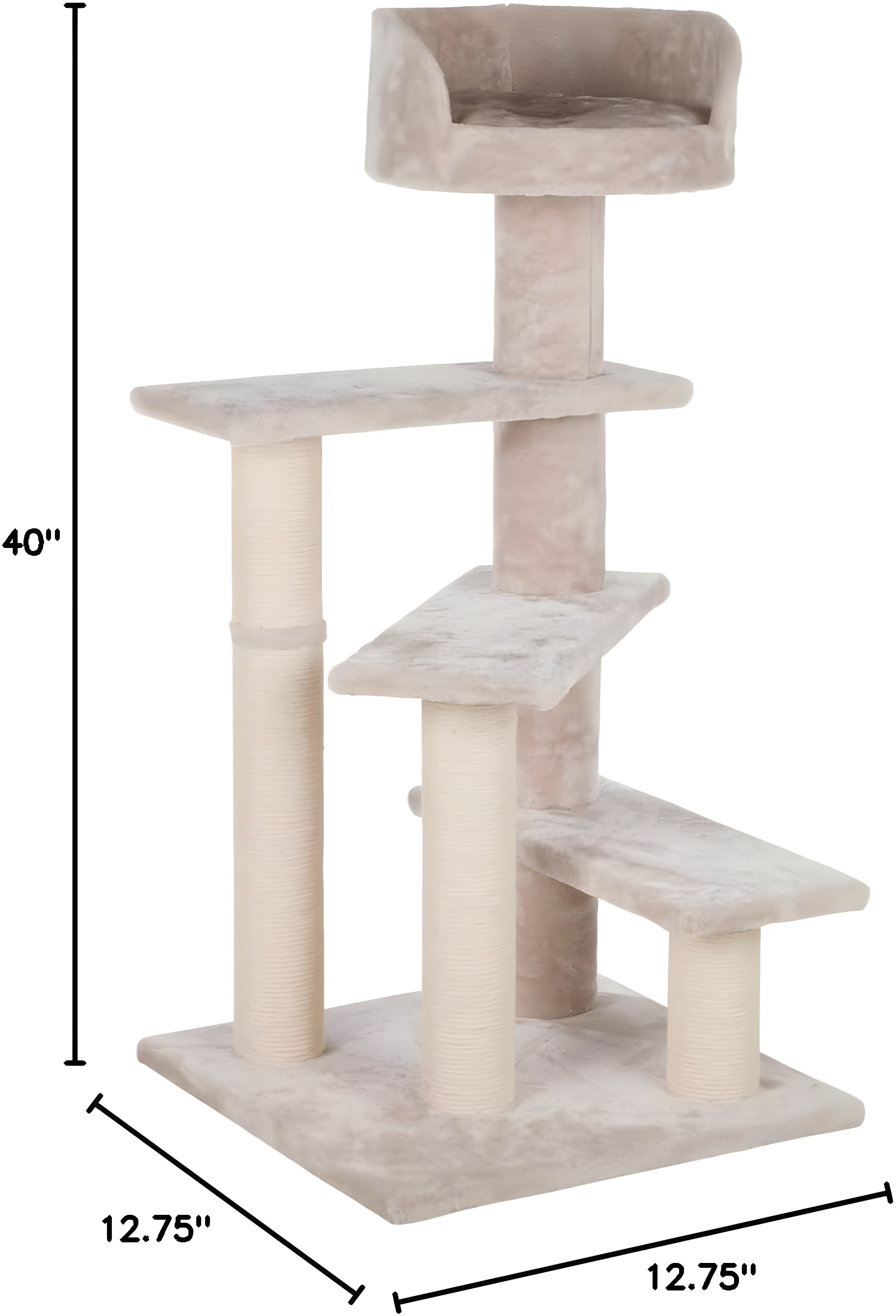 TRIXIE TRIXIE Tulia Senior 40.2" Cat Tower, 4-Level Cat Tree, Sisal Scratching Posts, Plush Platforms, Top Platform Bed