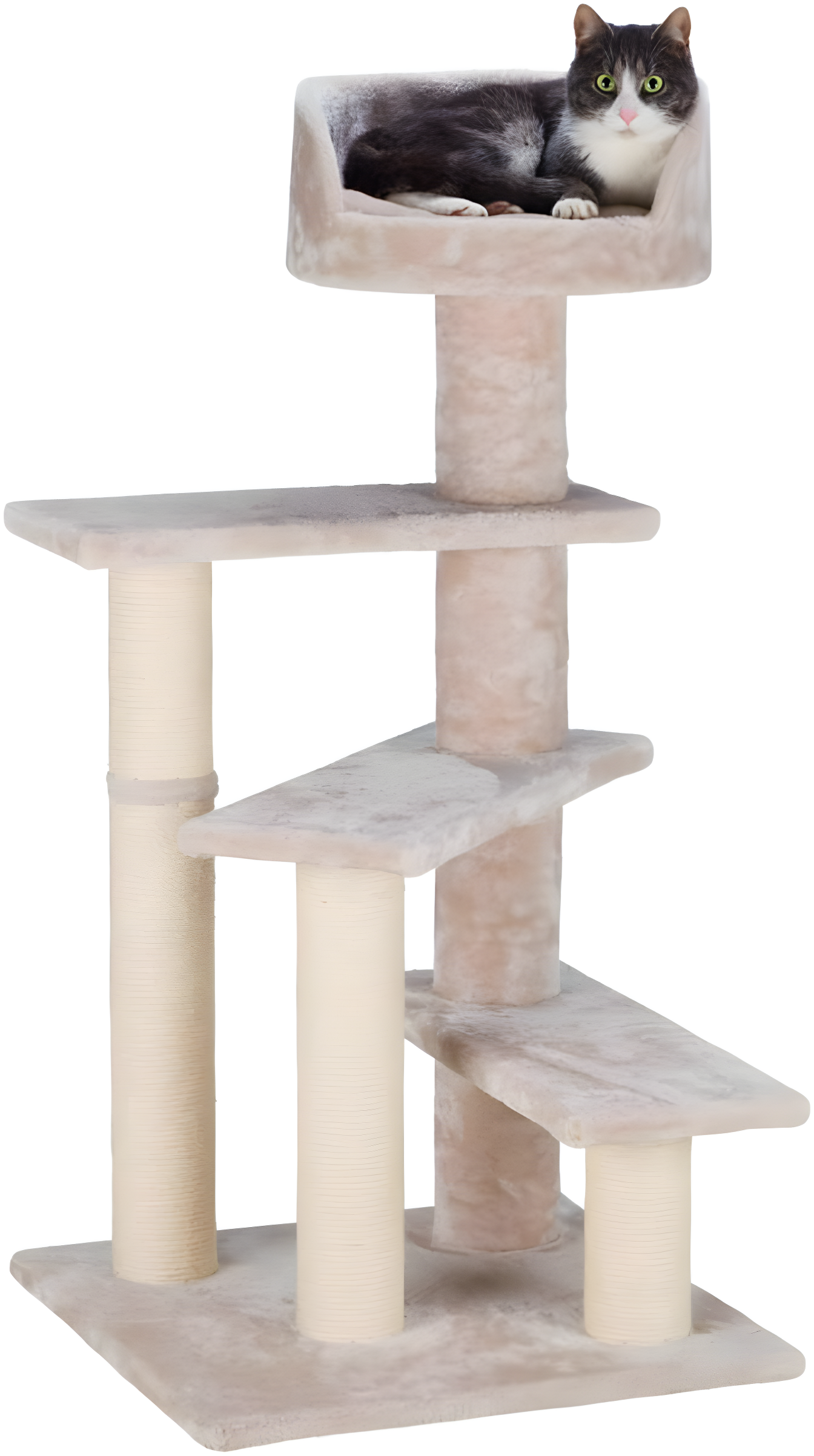 TRIXIE TRIXIE Tulia Senior 40.2" Cat Tower, 4-Level Cat Tree, Sisal Scratching Posts, Plush Platforms, Top Platform Bed