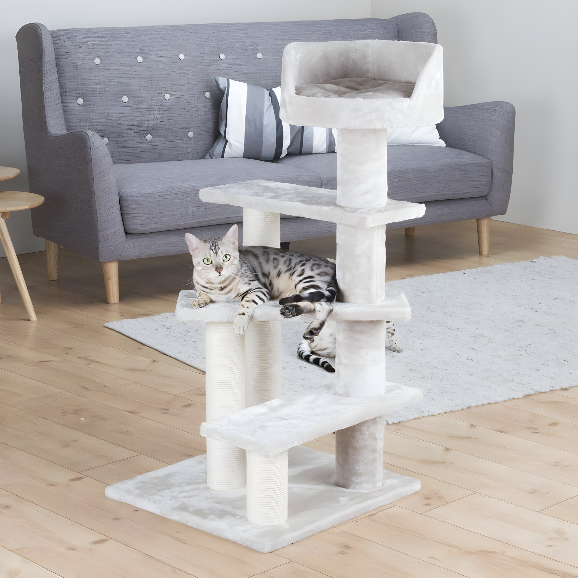 TRIXIE TRIXIE Tulia Senior 40.2" Cat Tower, 4-Level Cat Tree, Sisal Scratching Posts, Plush Platforms, Top Platform Bed
