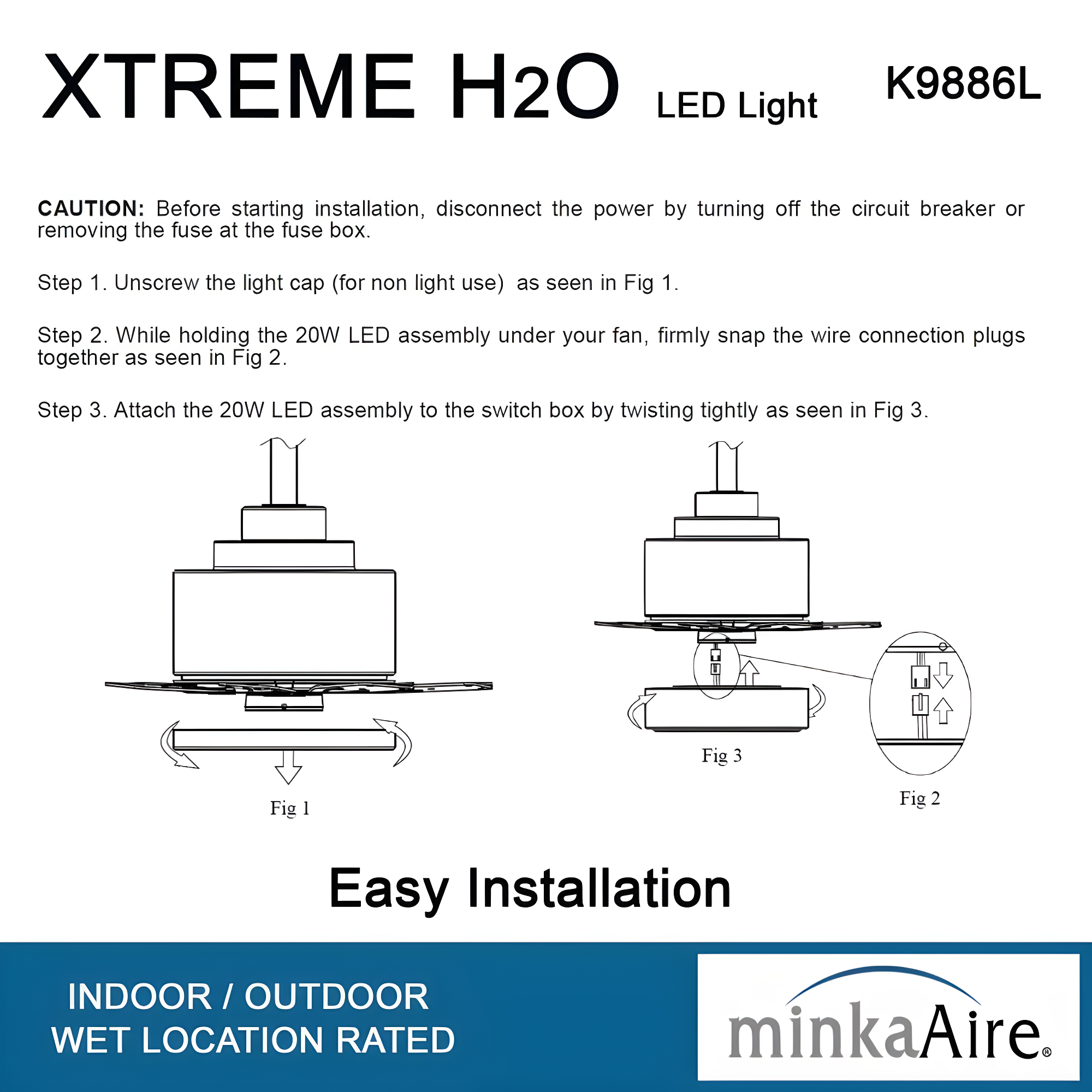 1-Light LED Ceiling Fan Bowl Light Kit