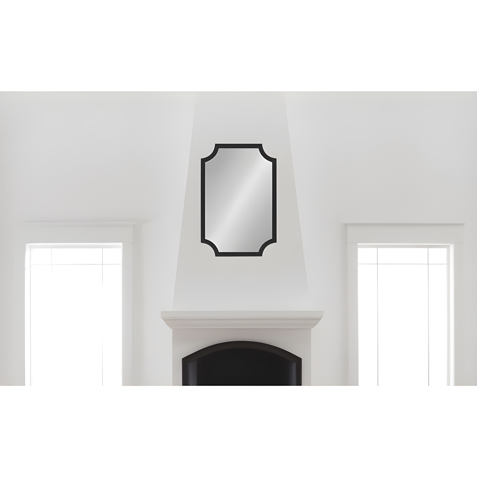Kate and Laurel 24" x 36" Hogan Framed Scallop Wall Mirror Black : Modern Style, MDF Frame, No Assembly Required
