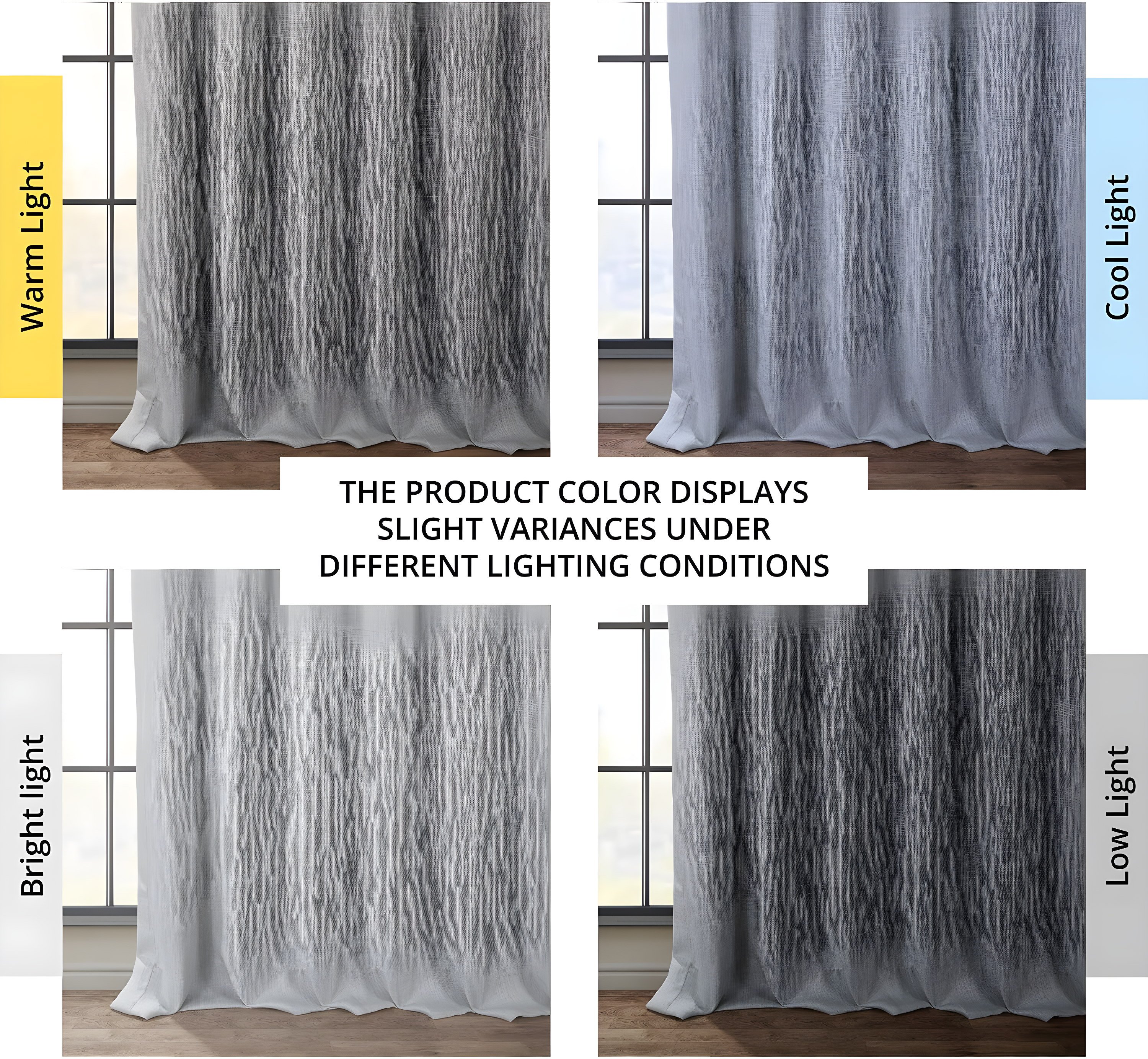 Heather Grey Faux Linen Room Darkening Curtain (1 Panel), Heather Grey, 50W X 96L