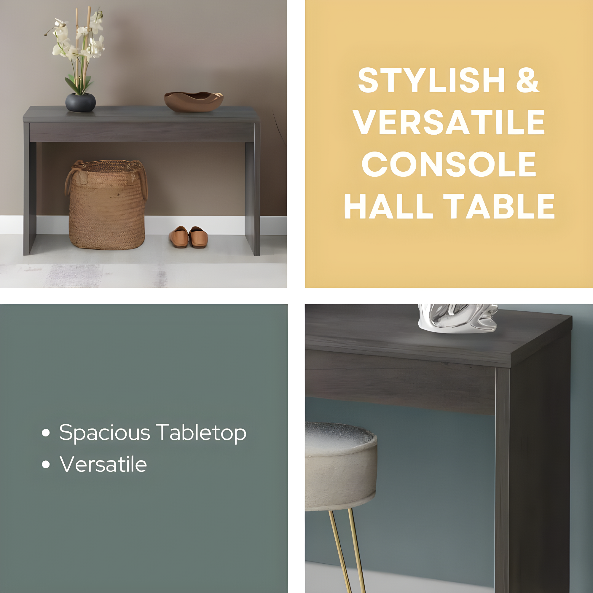Convenience Concepts Northfield Hall Console Desk Table/Desk, Weathered Gray
