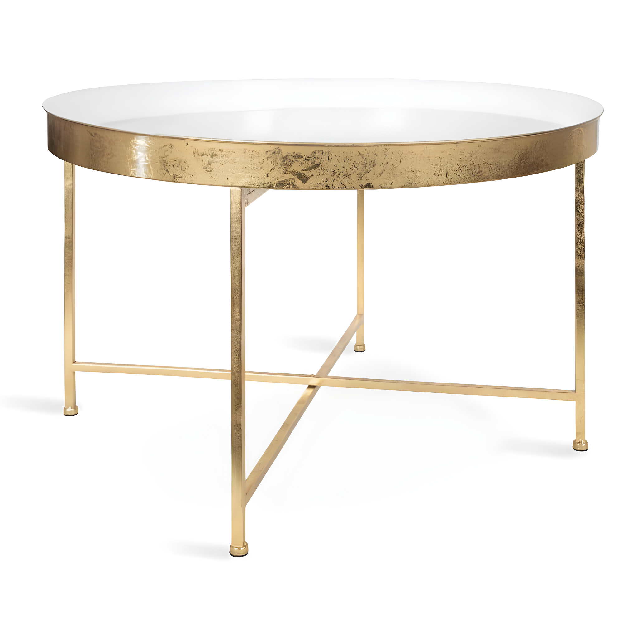 Kate and Laurel Celia Round Metal Coffee Table, 28.25x28.25x19, White and Gold