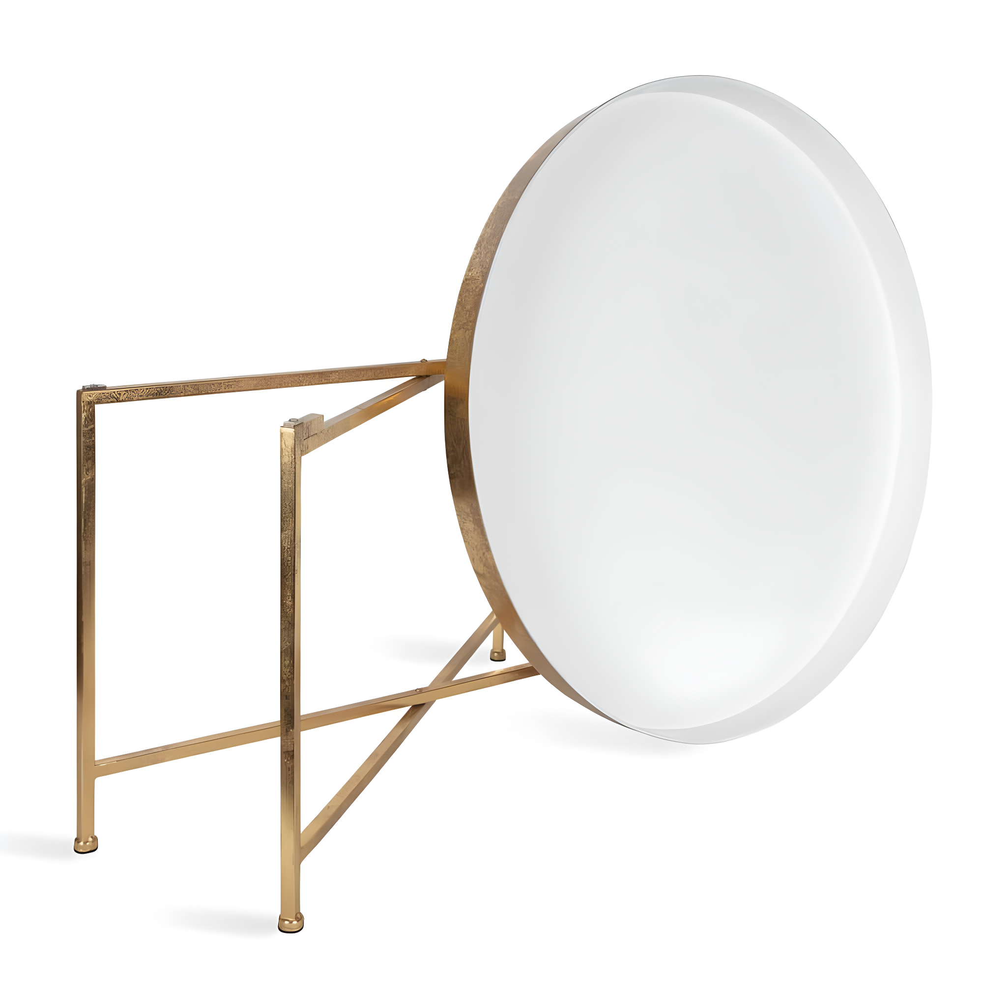Kate and Laurel Celia Round Metal Coffee Table, 28.25x28.25x19, White and Gold