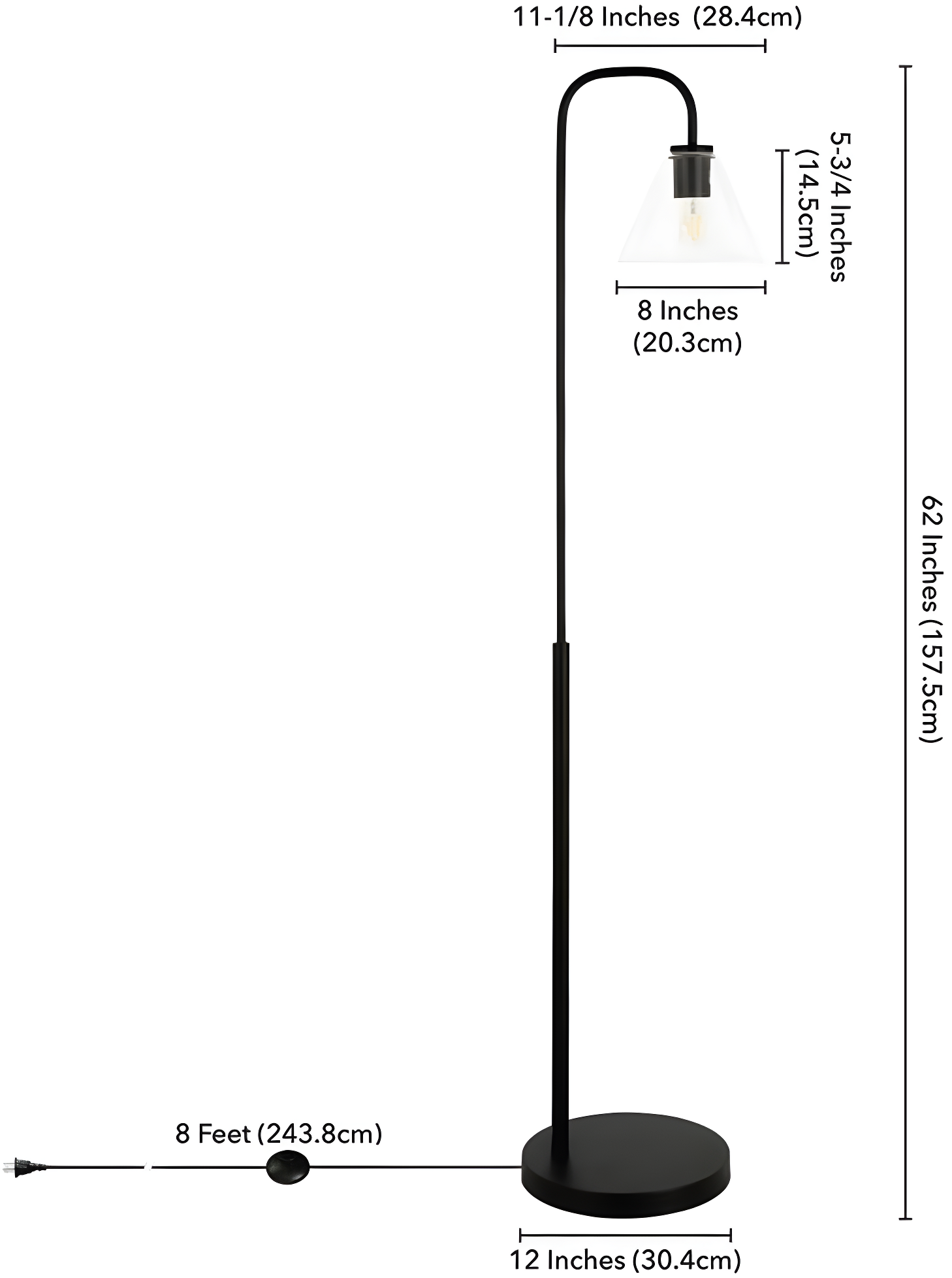 Evelyn&Zoe Henderson Arc Floor Lamp with Glass shade in Blackened Bronze/Clear