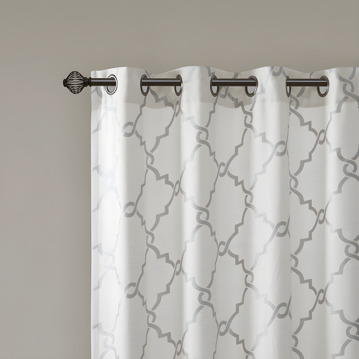 Madison Park Fretwork Print Grommet Top Single Window Curtain Panel