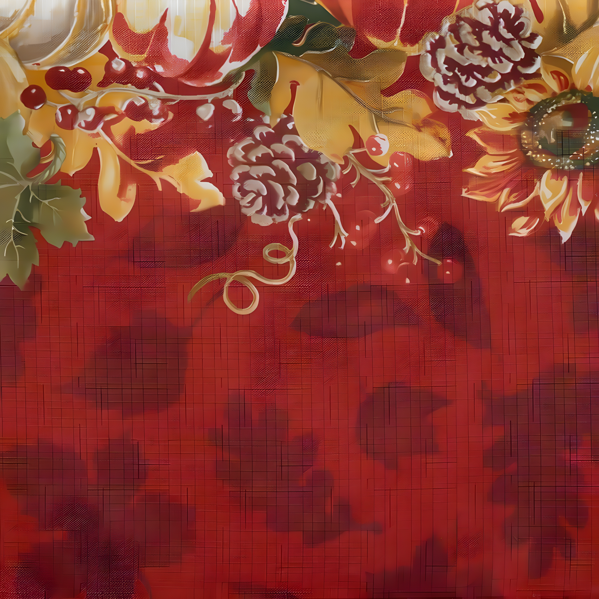 Swaying Leaves Bordered Fall Tablecloth - 52" x 70" - Red/White - Elrene Home Fashions