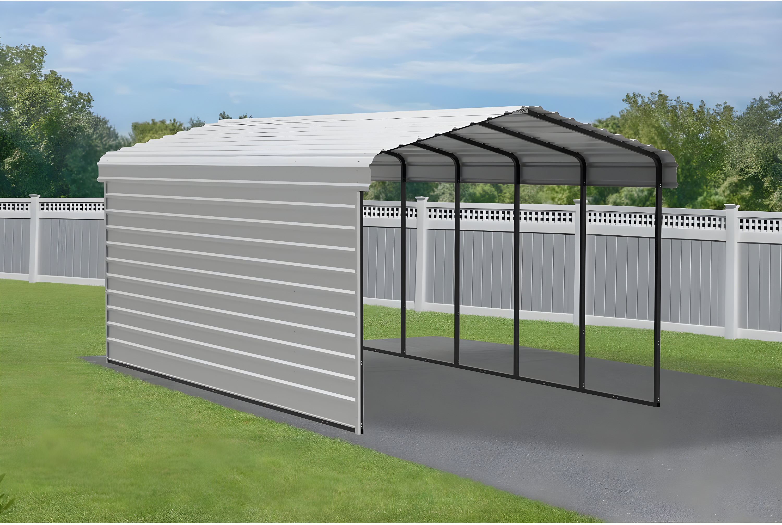 Arrow Arrow Steel Carport with 1 Side Wall Kit, 12x24x09