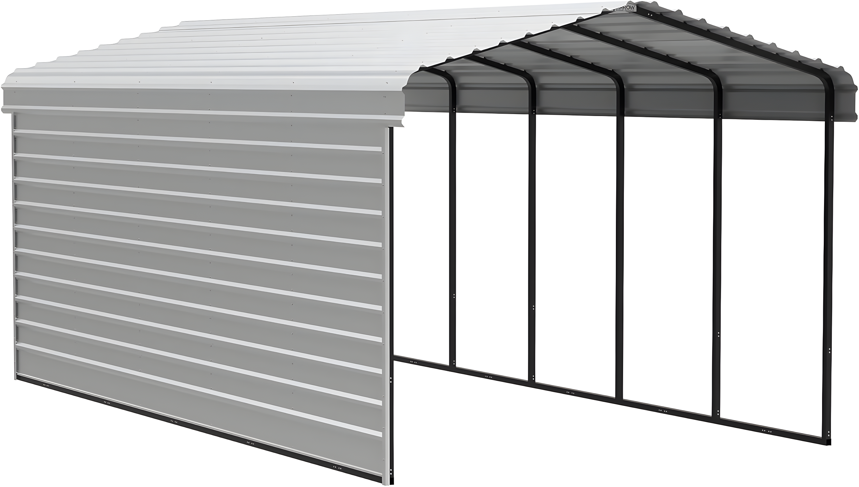 Arrow Arrow Steel Carport with 1 Side Wall Kit, 12x24x09