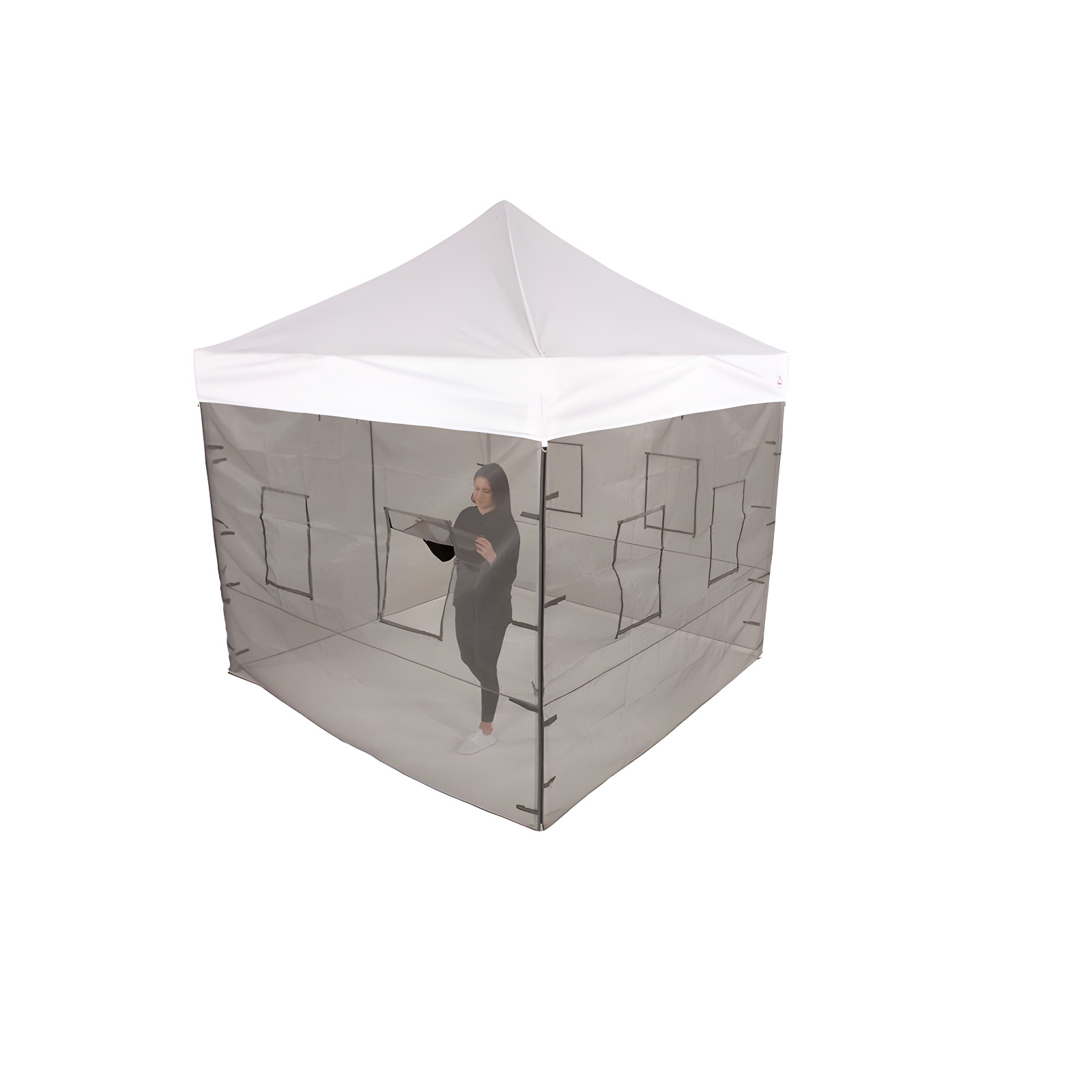 Impact Instant Canopy Food Service Mesh Sidewall Kit with Service Windows, 4 Walls Only, Mesh/Black
