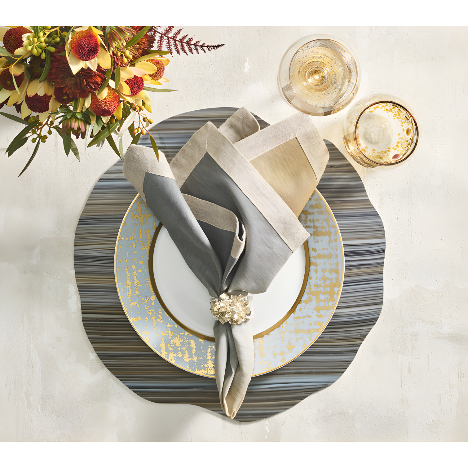 Gray and Beige Acrylic Round Mica Placemat