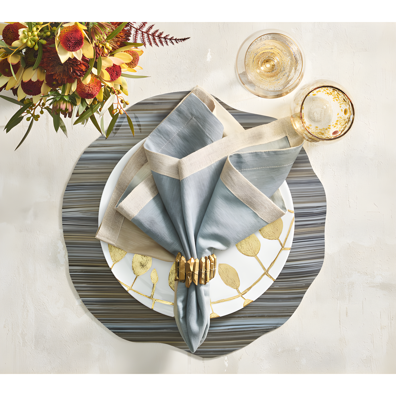 Gray and Beige Acrylic Round Mica Placemat