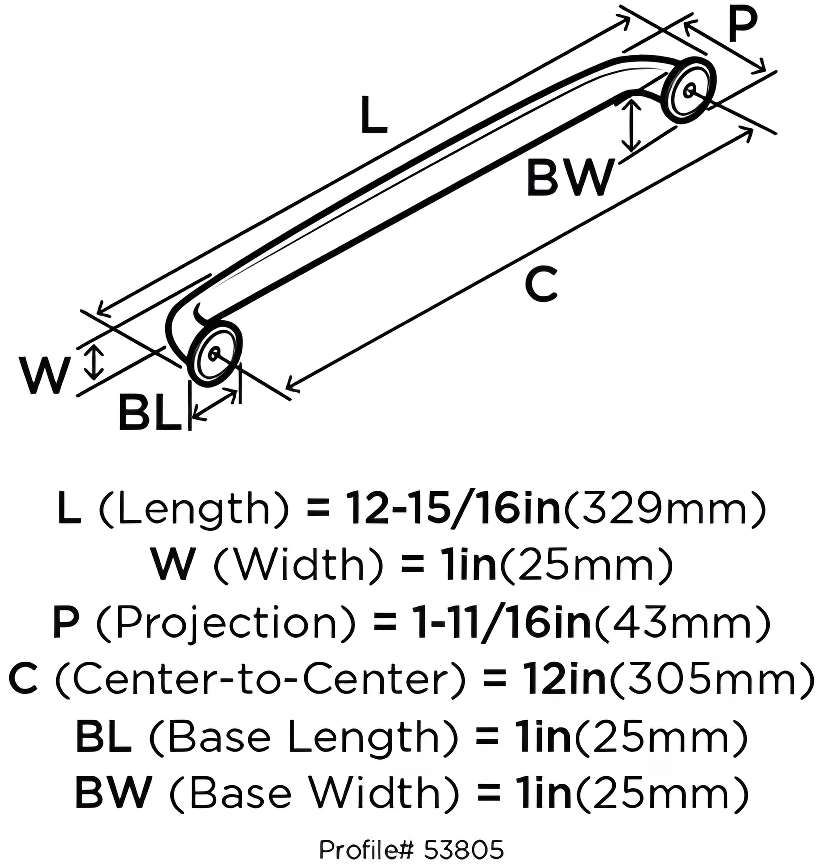 Amerock Kane 12 inch (305mm) Center-to-Center Polished Nickel Appliance Pull