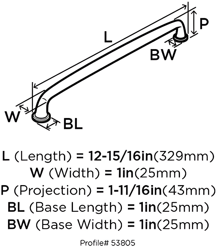Amerock Kane 12 inch (305mm) Center-to-Center Polished Nickel Appliance Pull