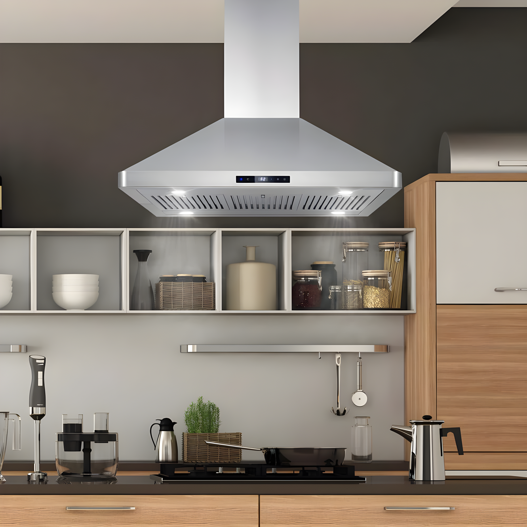 36 in. Lumin Collection Ducted Island Range Hood, Soft Touch Controls, LED Lights, Stainless Steel