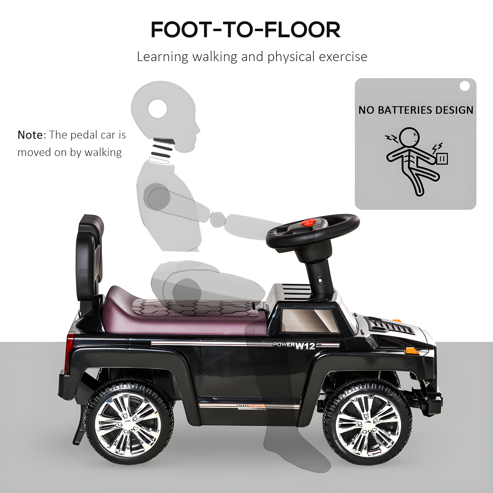 Aosom 1 Seater All-Terrain Vehicles Push/Pull Ride On