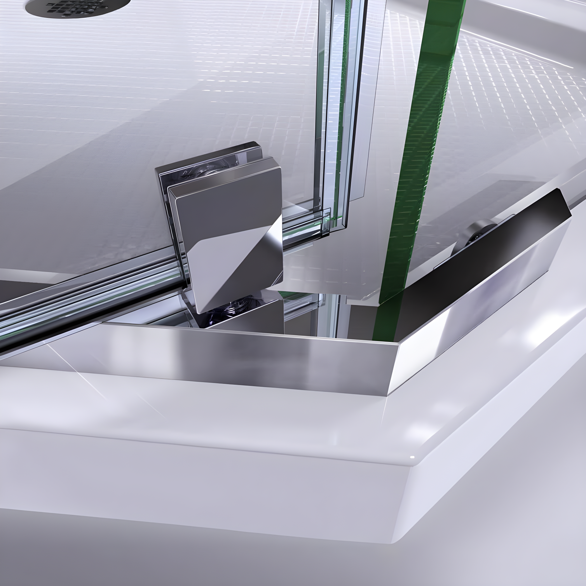 Prism 40" W x 40" D x 74.75" H Frameless Neo-Angle Reversible Shower Kit with Towel Bar and Base Included