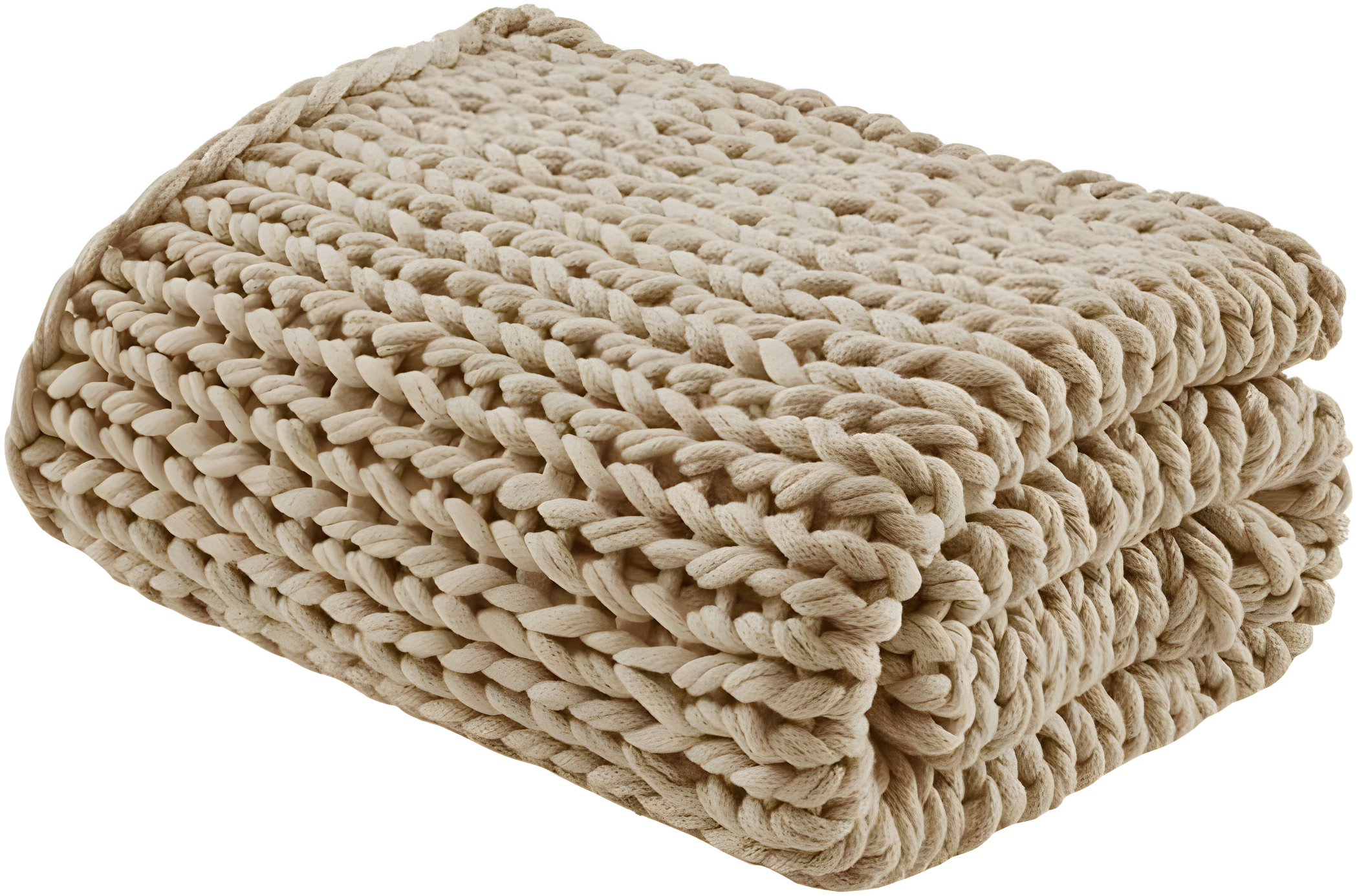 50"x60" Chunky Double Knit Handmade Throw Blanket Tan - Madison Park