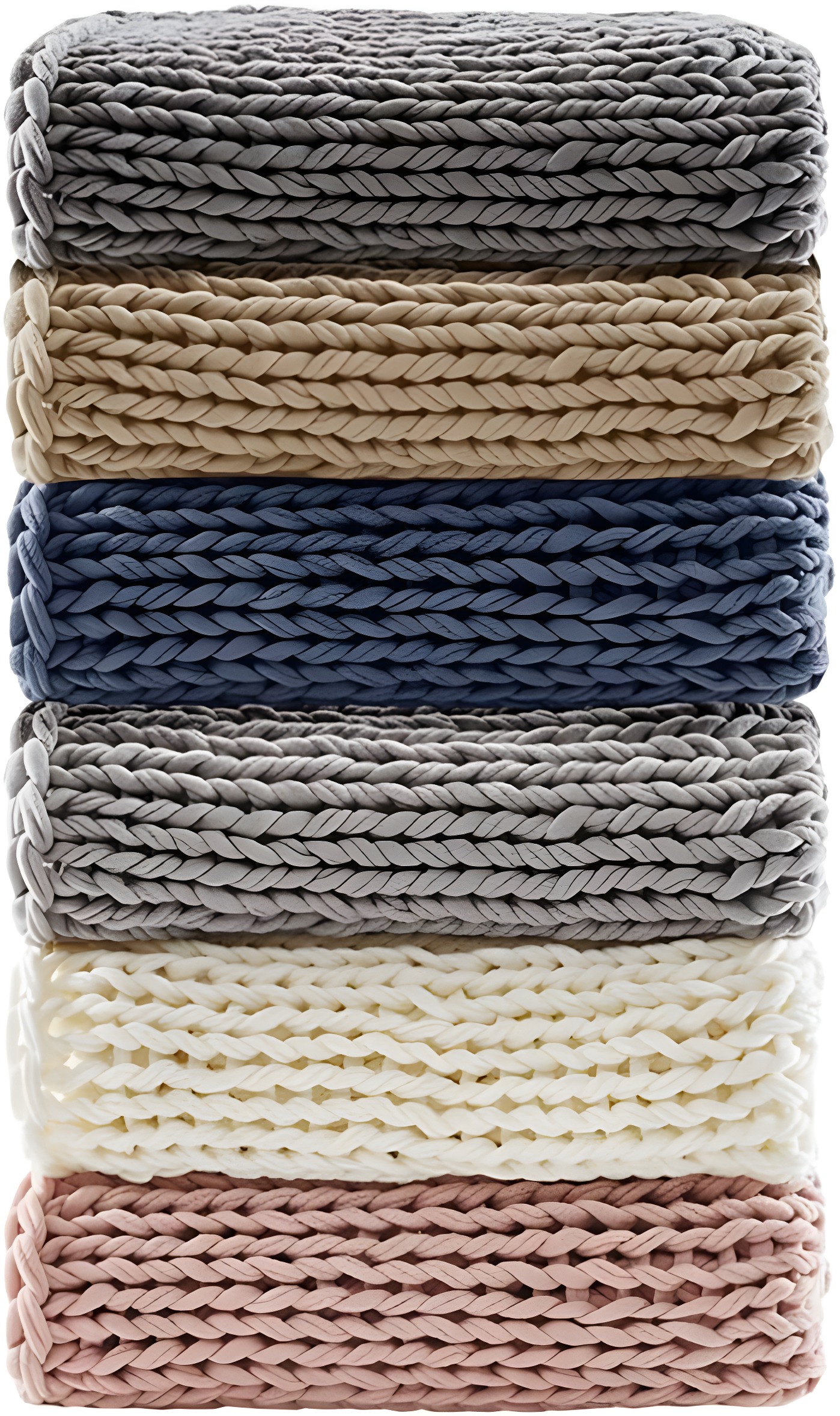 50"x60" Chunky Double Knit Handmade Throw Blanket Tan - Madison Park