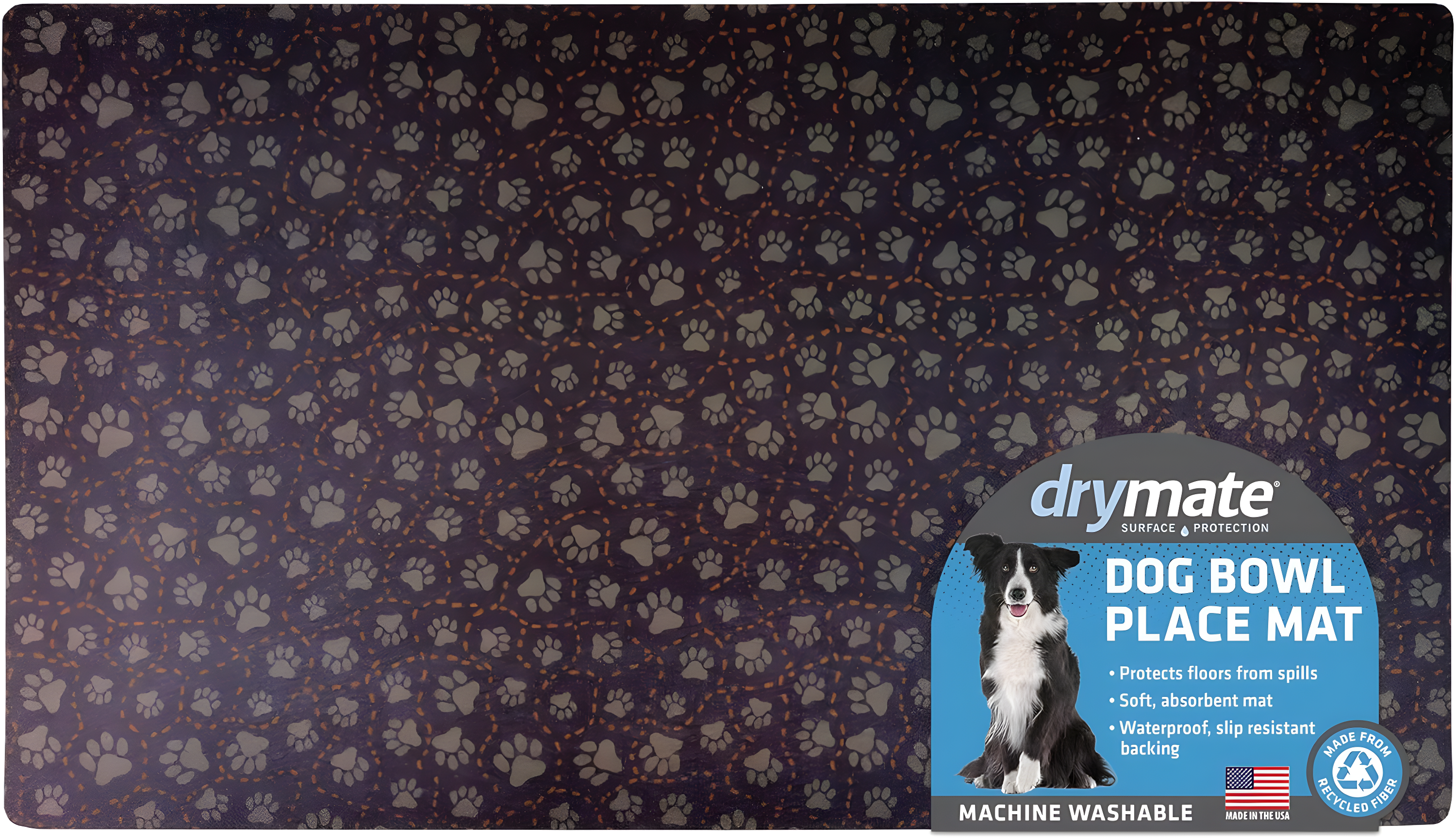 Dog Bowl Placemat, Pet Food Feeding Mat - Absorbent, Waterproof, Slip-Resistant, Machine Washable