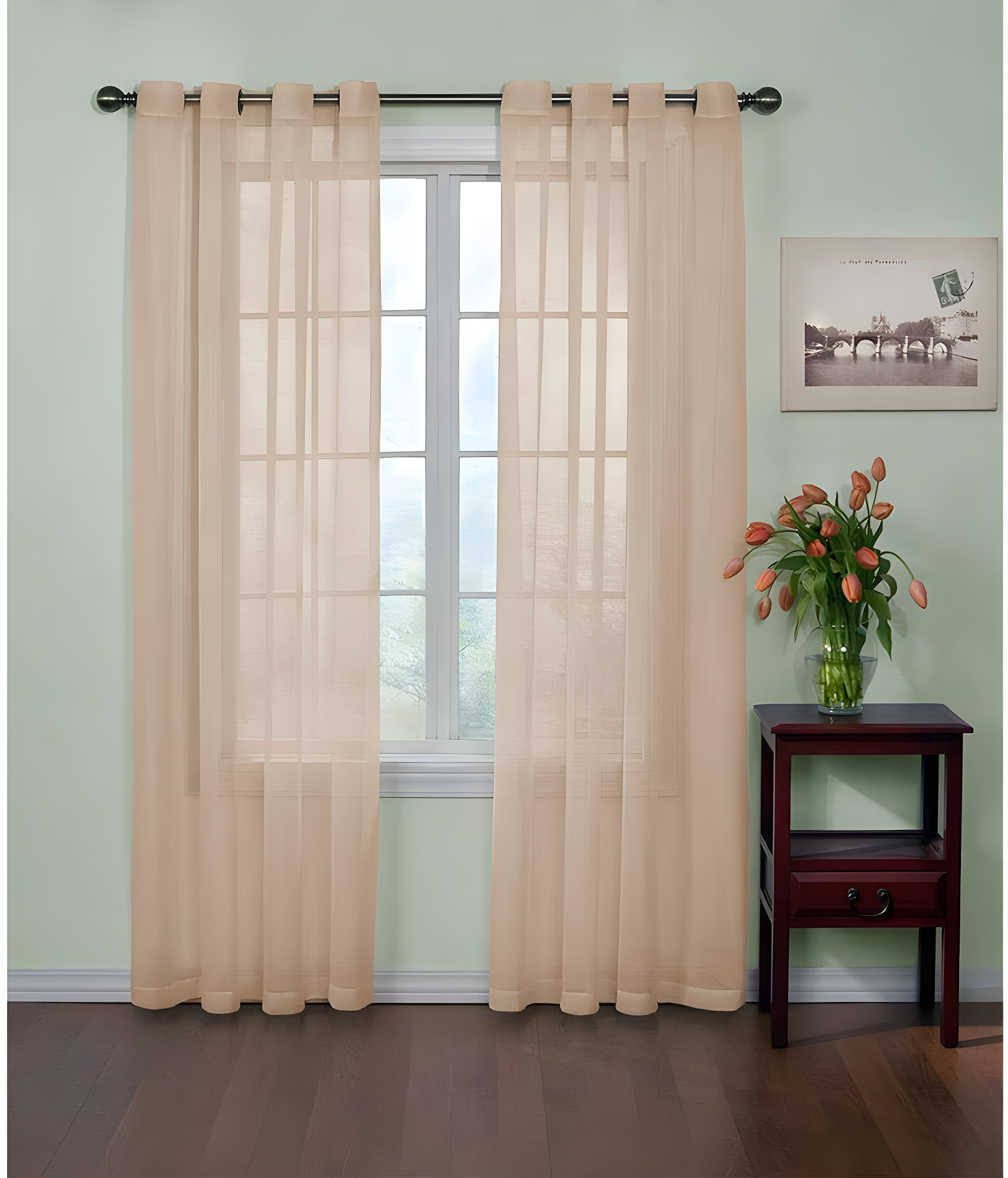 Arm & Hammer Curtain Fresh™ Odor-Neutralizing Sheer Voile Grommet 59 x 63 Curtain Panel in Latte