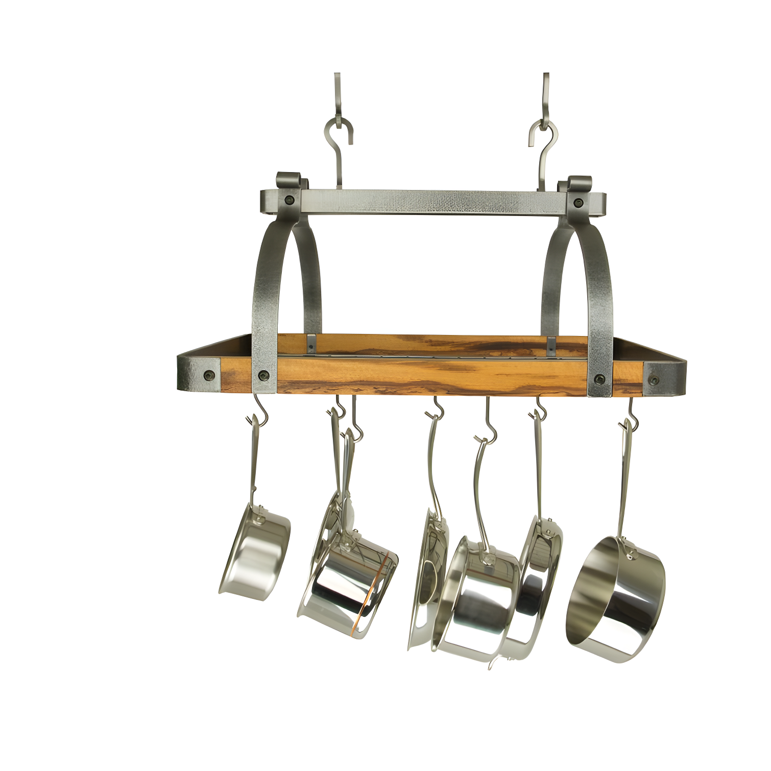 Signature 30" Rectangle Ceiling Pot Rack with Tigerwood & 24 Hooks