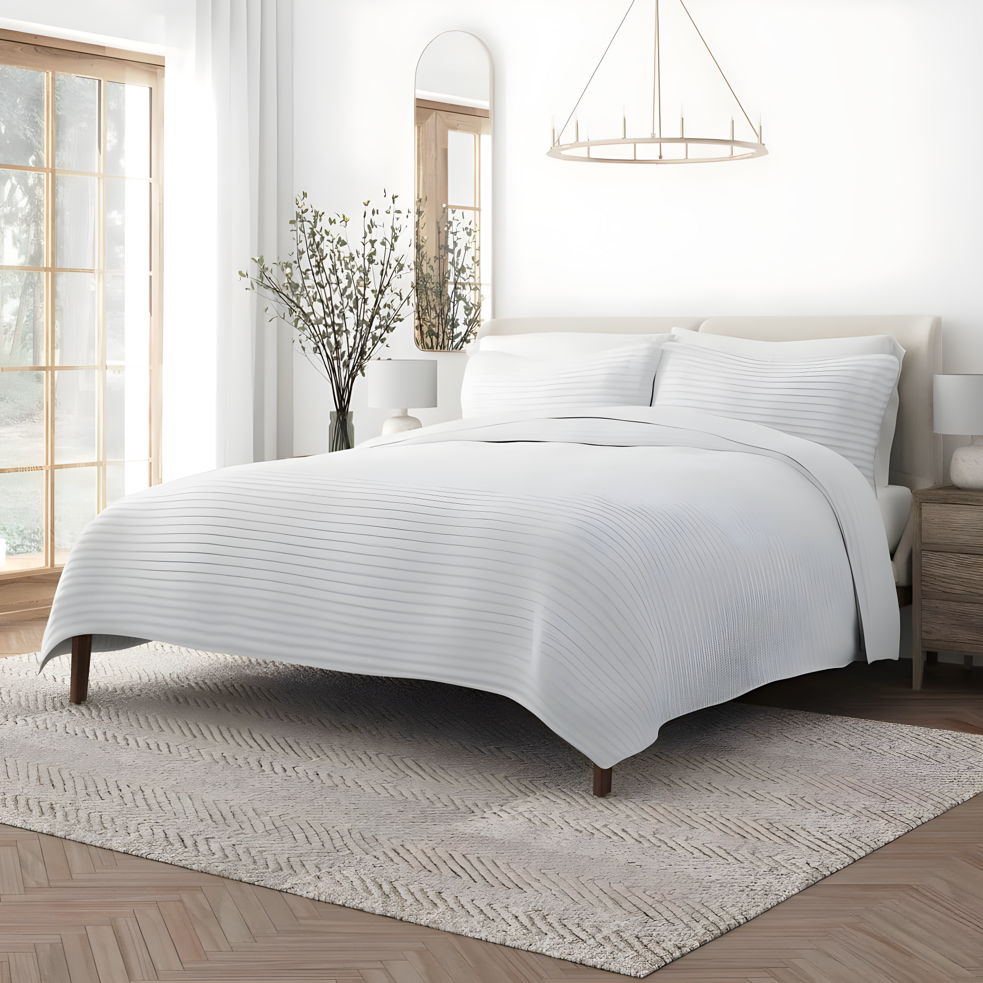 Becky Cameron Becky Cameron Lightweight All Season Stripe Stitch Quilt Set with Shams