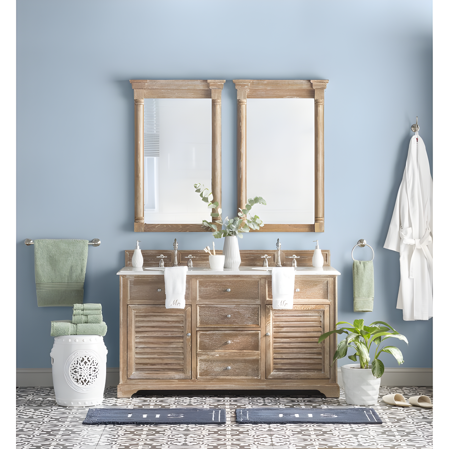 Kingston Brass Heritage Two-Handle 3-Hole Deck Mount Widespread Bathroom Faucet with Pop-Up Drain