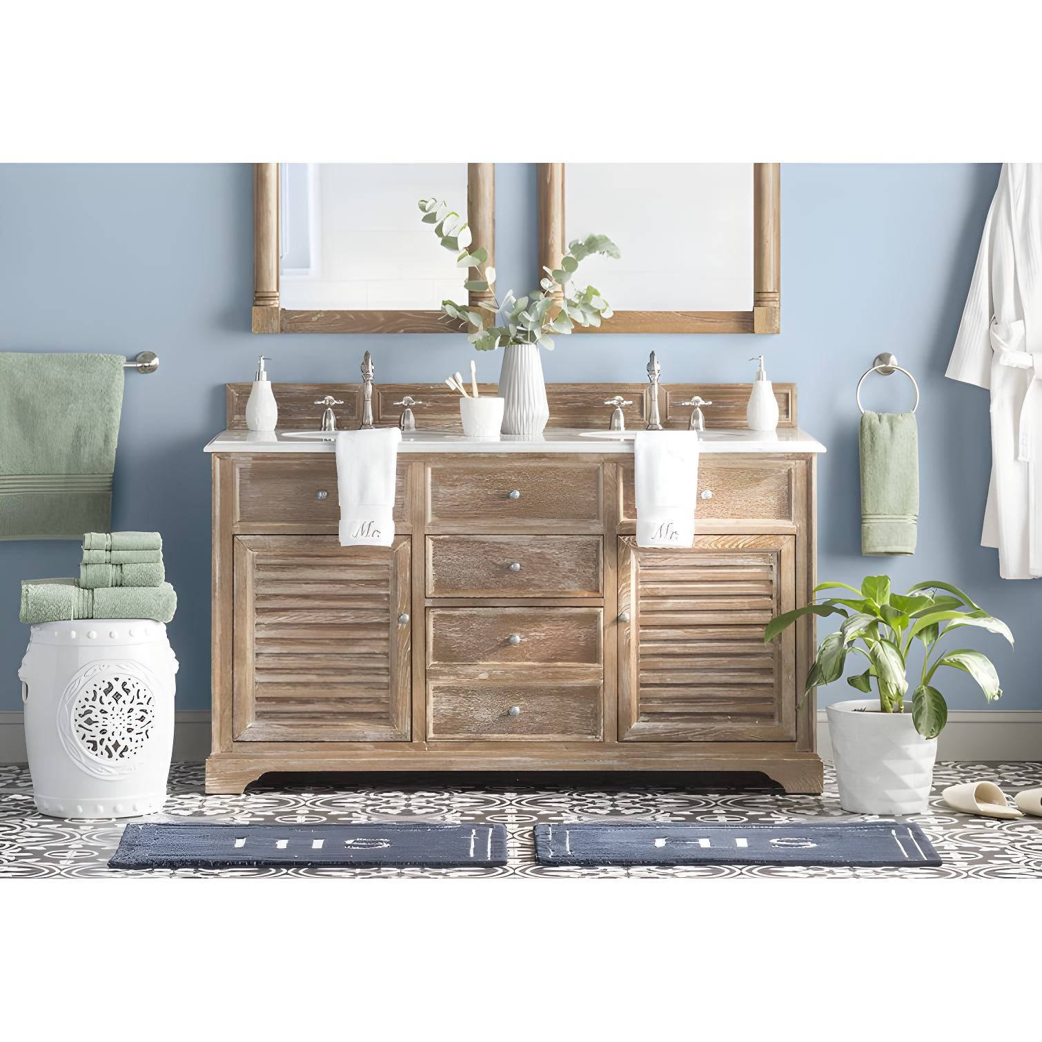 Kingston Brass Heritage Two-Handle 3-Hole Deck Mount Widespread Bathroom Faucet with Pop-Up Drain