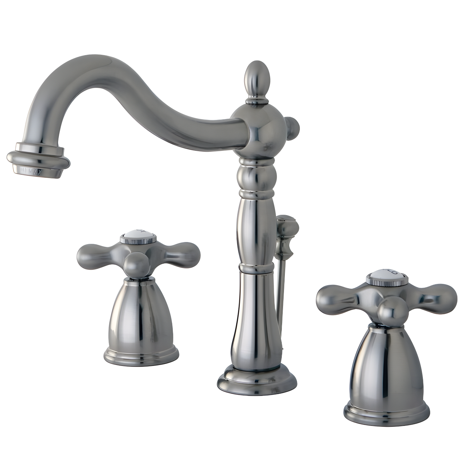 Kingston Brass Heritage Two-Handle 3-Hole Deck Mount Widespread Bathroom Faucet with Pop-Up Drain