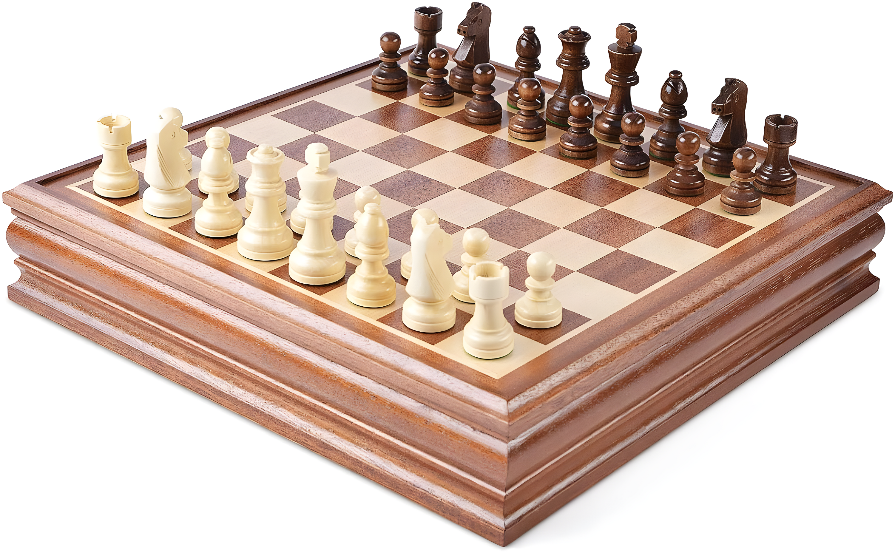 VAMSLOVE Chess and Checkers Board Game Sets for Adults Wooden Deluxe 15 inch Wood Board Box with Storage, Classic 2 in 1 Large Size with Chess Pieces - 3” King Height - 2 Extra Queens