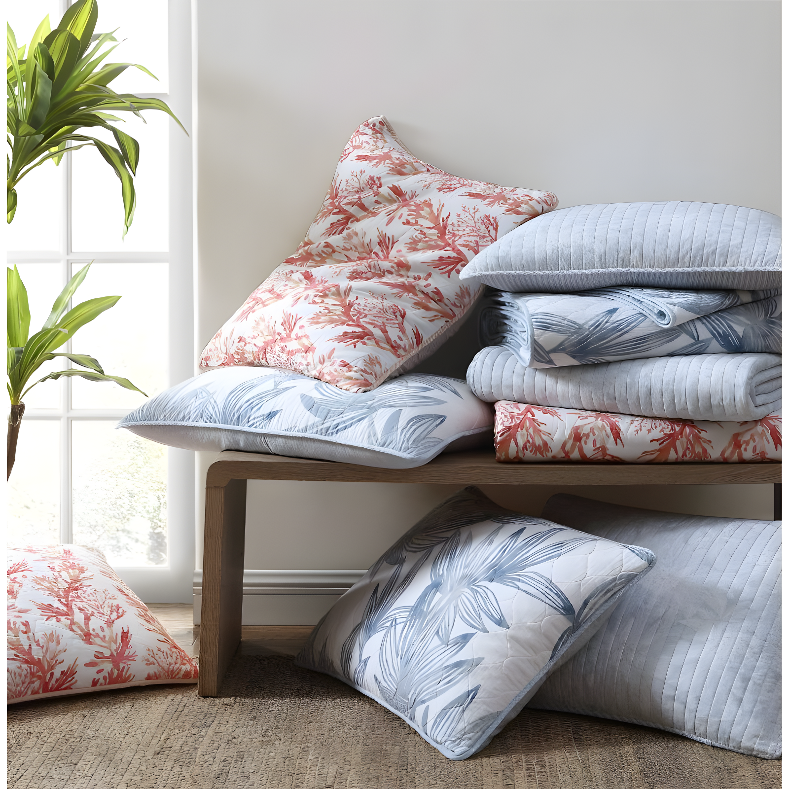 Tommy Bahama Raffia Solid Cotton Reversible Quilt Set