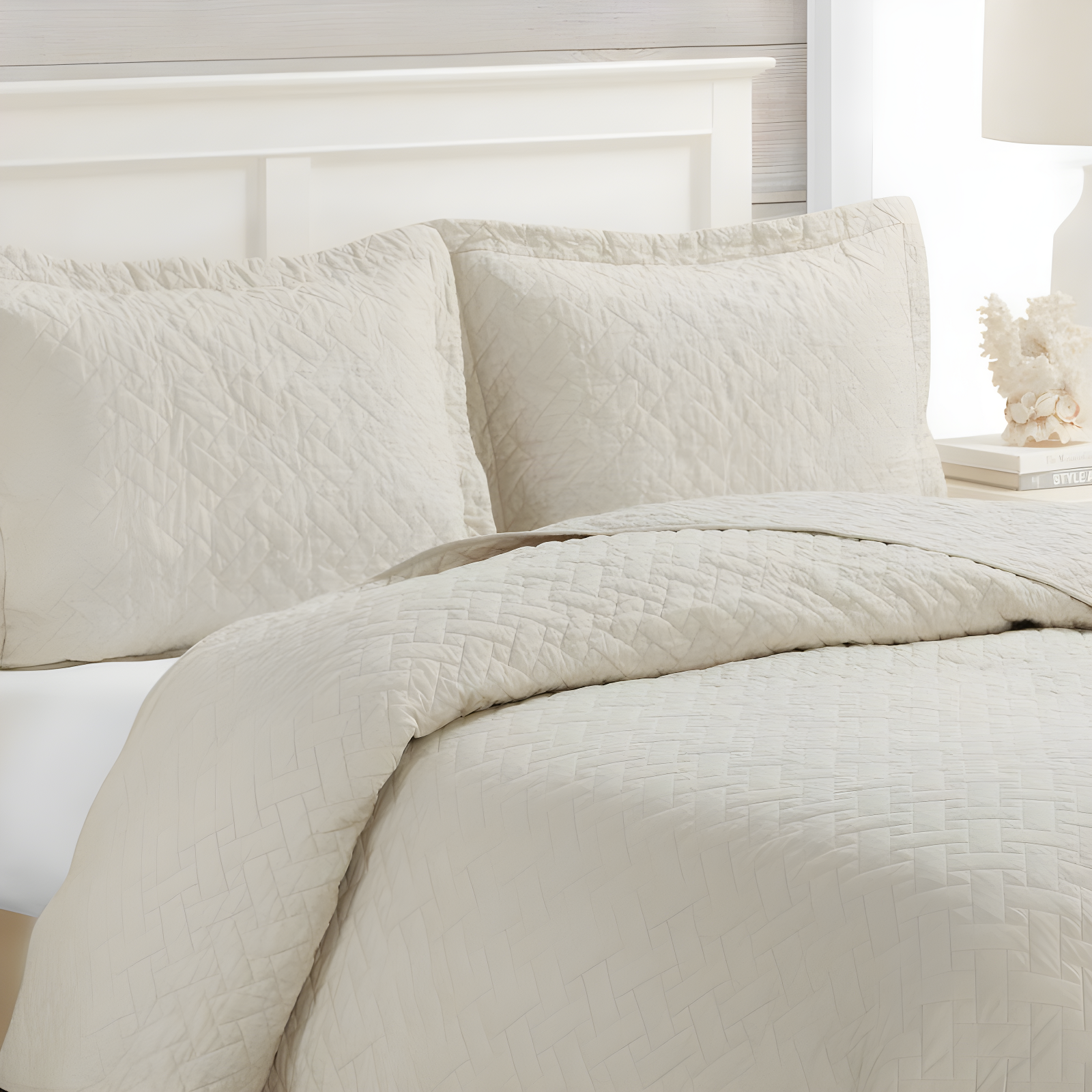 Tommy Bahama Raffia Solid Cotton Reversible Quilt Set