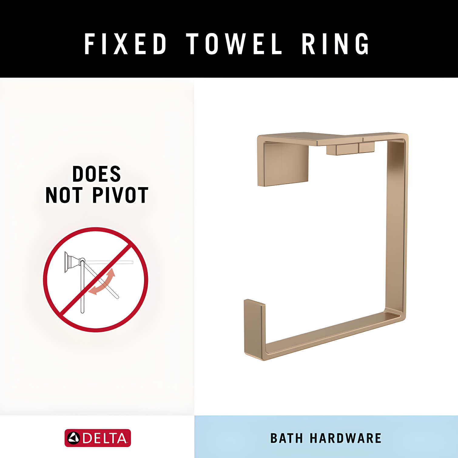 Vero Wall Mount Square Open Towel Ring Bath Hardware Accessory