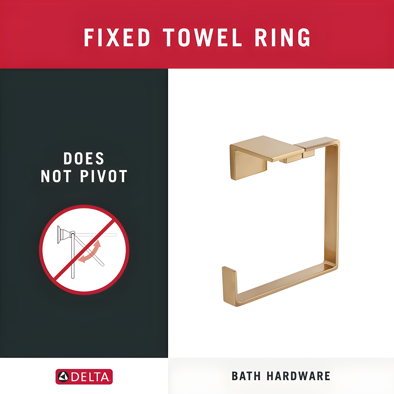 Vero Wall Mount Square Open Towel Ring Bath Hardware Accessory