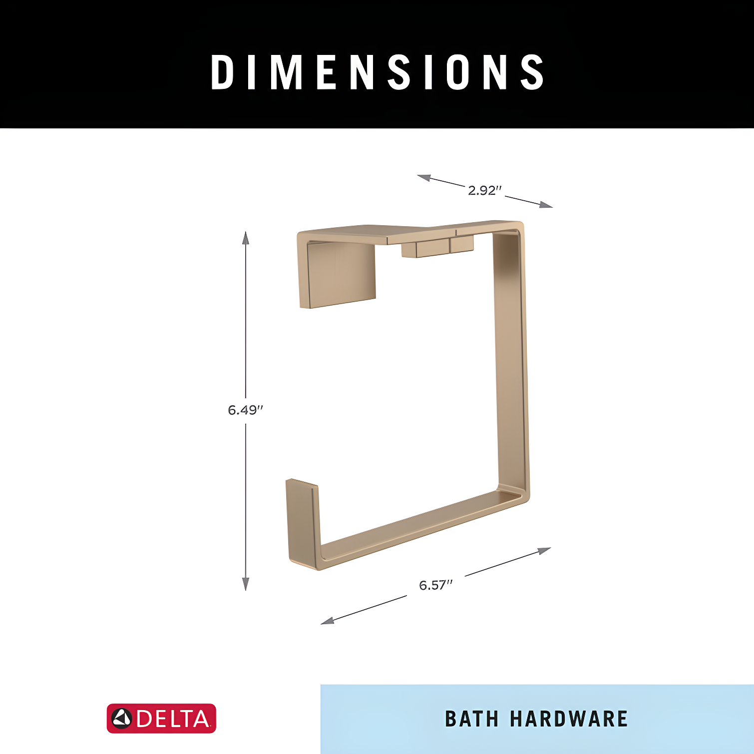 Vero Wall Mount Square Open Towel Ring Bath Hardware Accessory