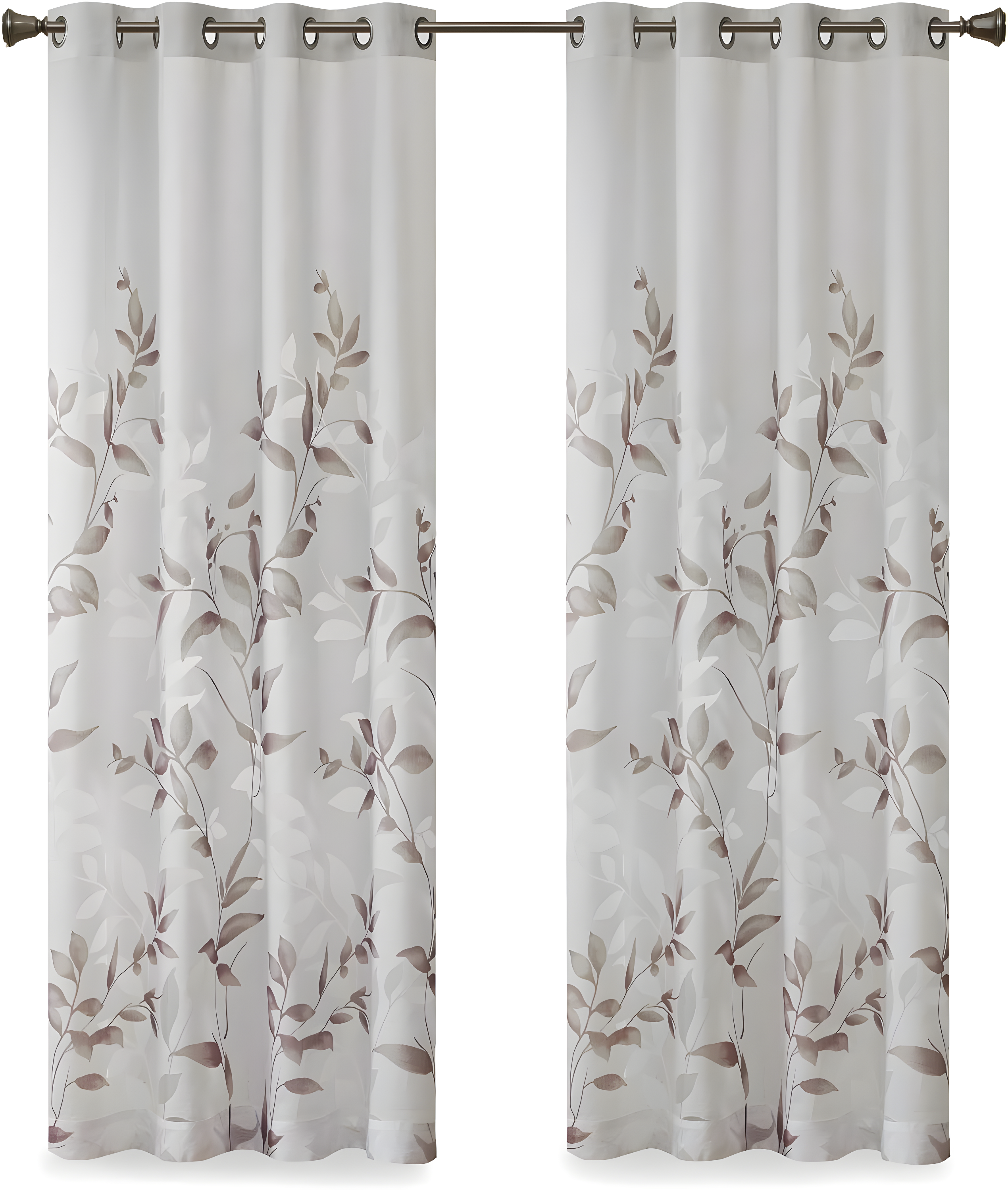 Madison Park Cecily Floral Printed Burnout Sheer Grommet Single Curtain Panel